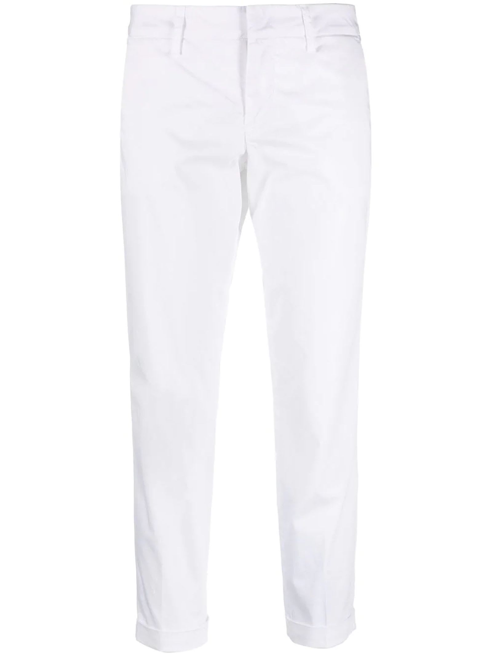 FAY CLOUD WHITE STRETCH-COTTON TROUSERS