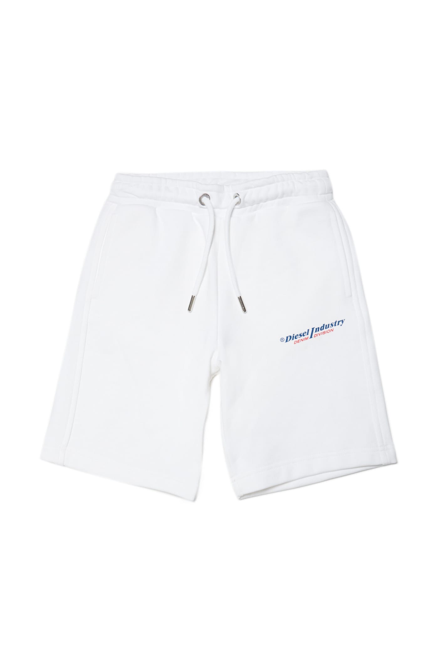 DIESEL PDADOIND SHORTS DIESEL WHITE COTTON SHORTS WITH LOGO AND DRAWSTRING WAISTBAND