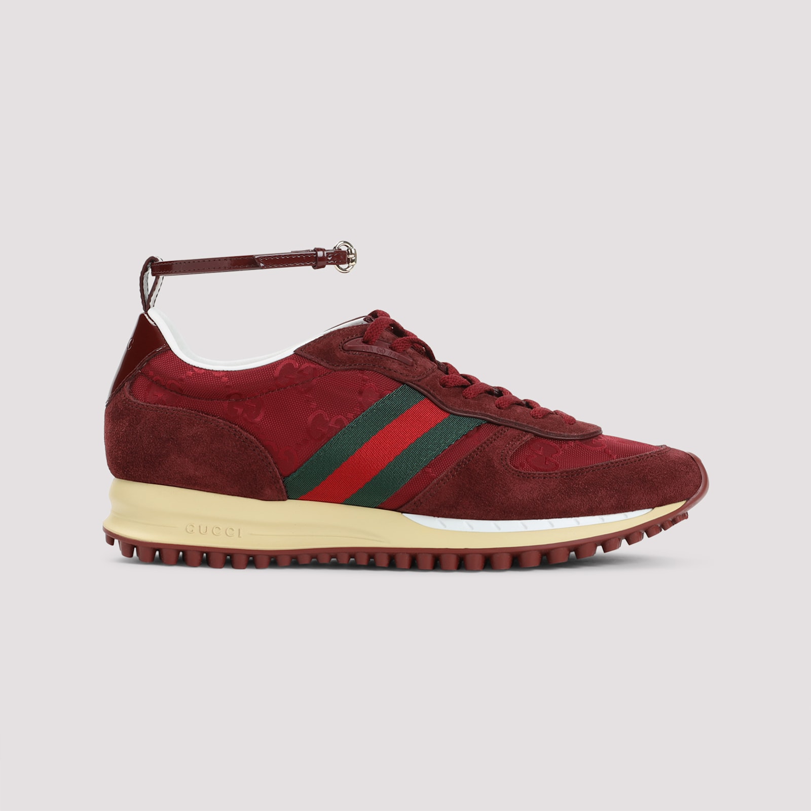 Gucci Vibrant Red Leather Sneakers In Multi