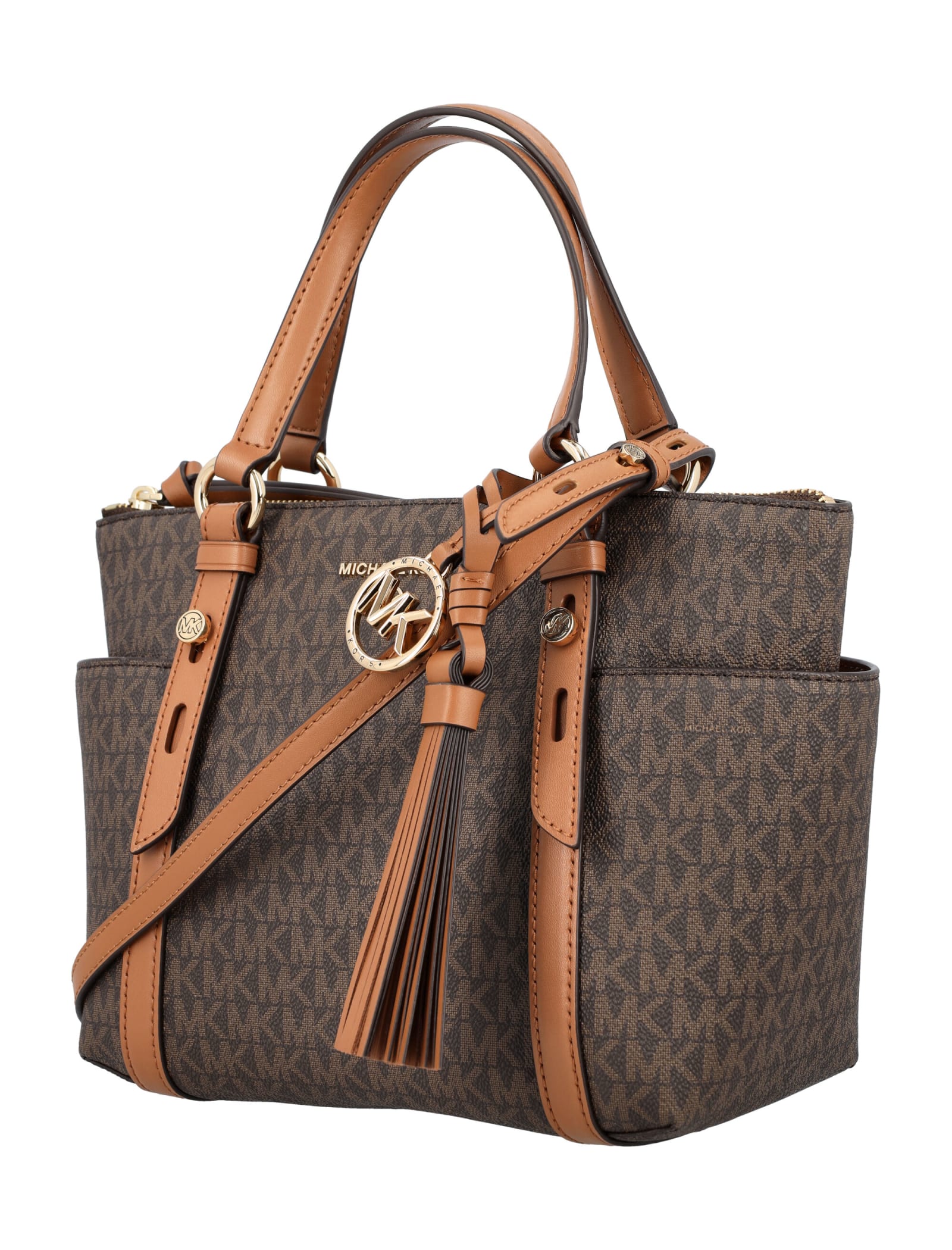 Shop Michael Michael Kors Sullivan Sm Conv Tote Bag In Brn/acorn