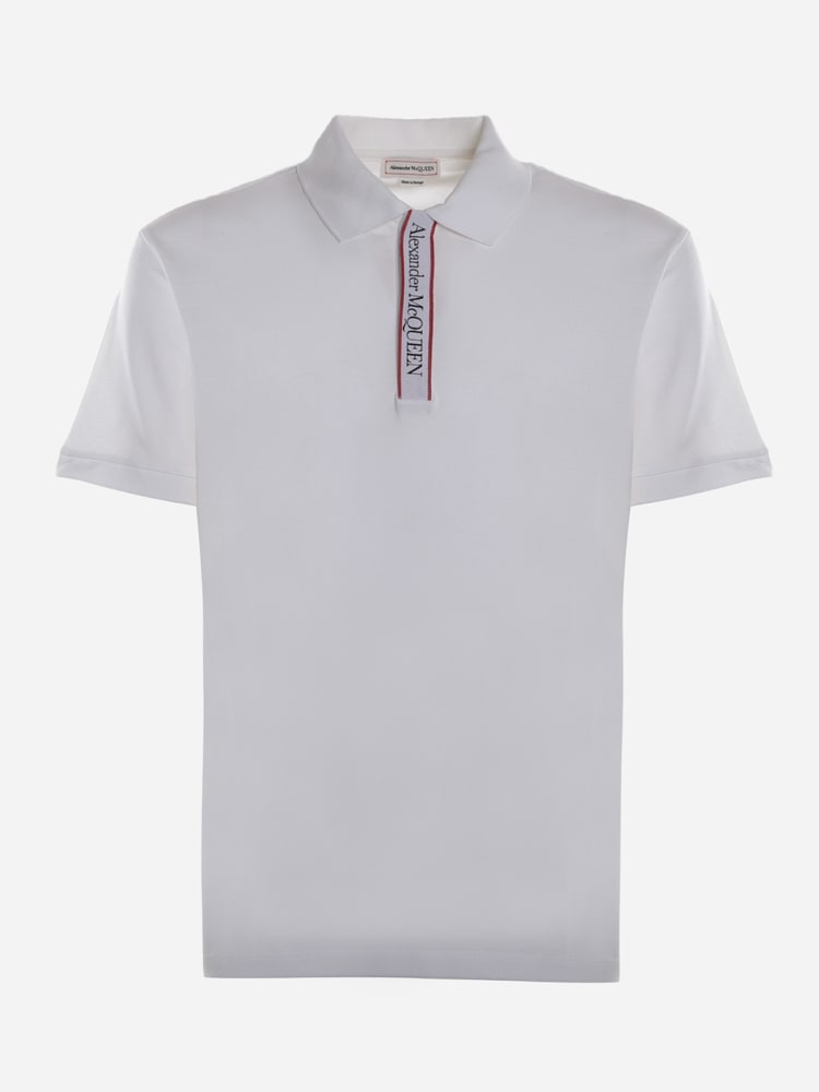 Alexander McQueen Cotton Polo Shirt With Contrasting Logo Band