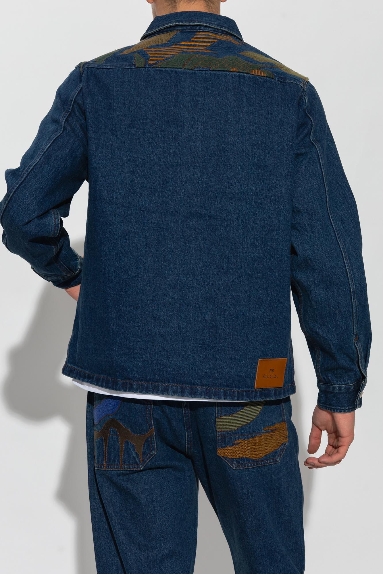 Shop Ps By Paul Smith Ps Paul Smith Embroidered Denim Jacket In Blue