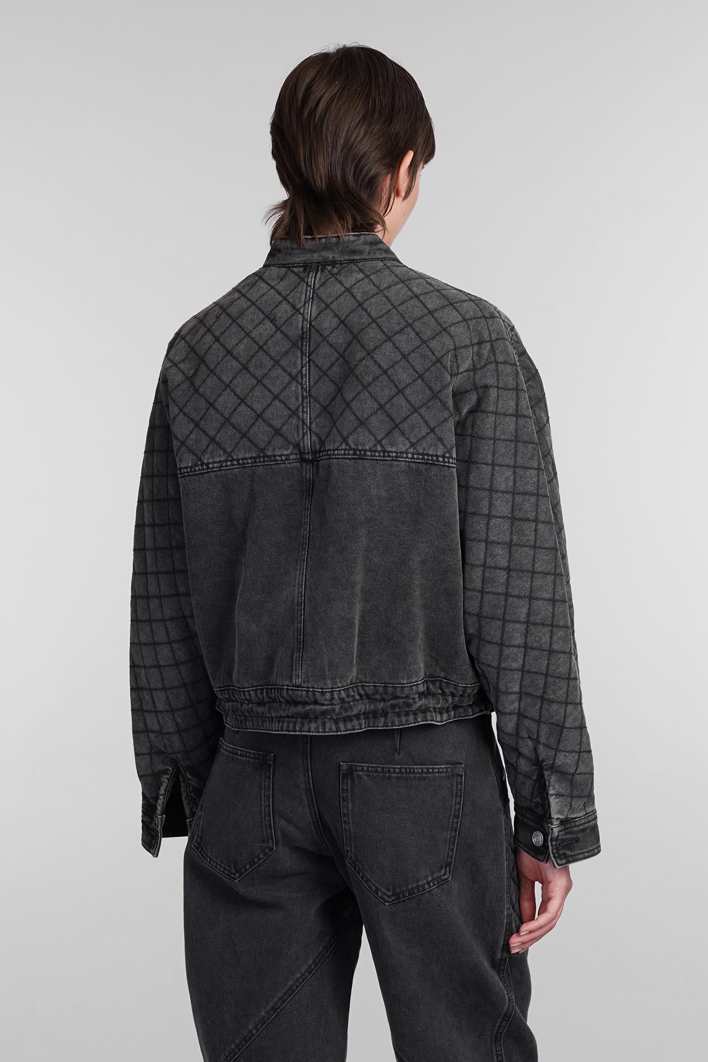 Shop Isabel Marant Celiany Denim Jackets In Grey Cotton