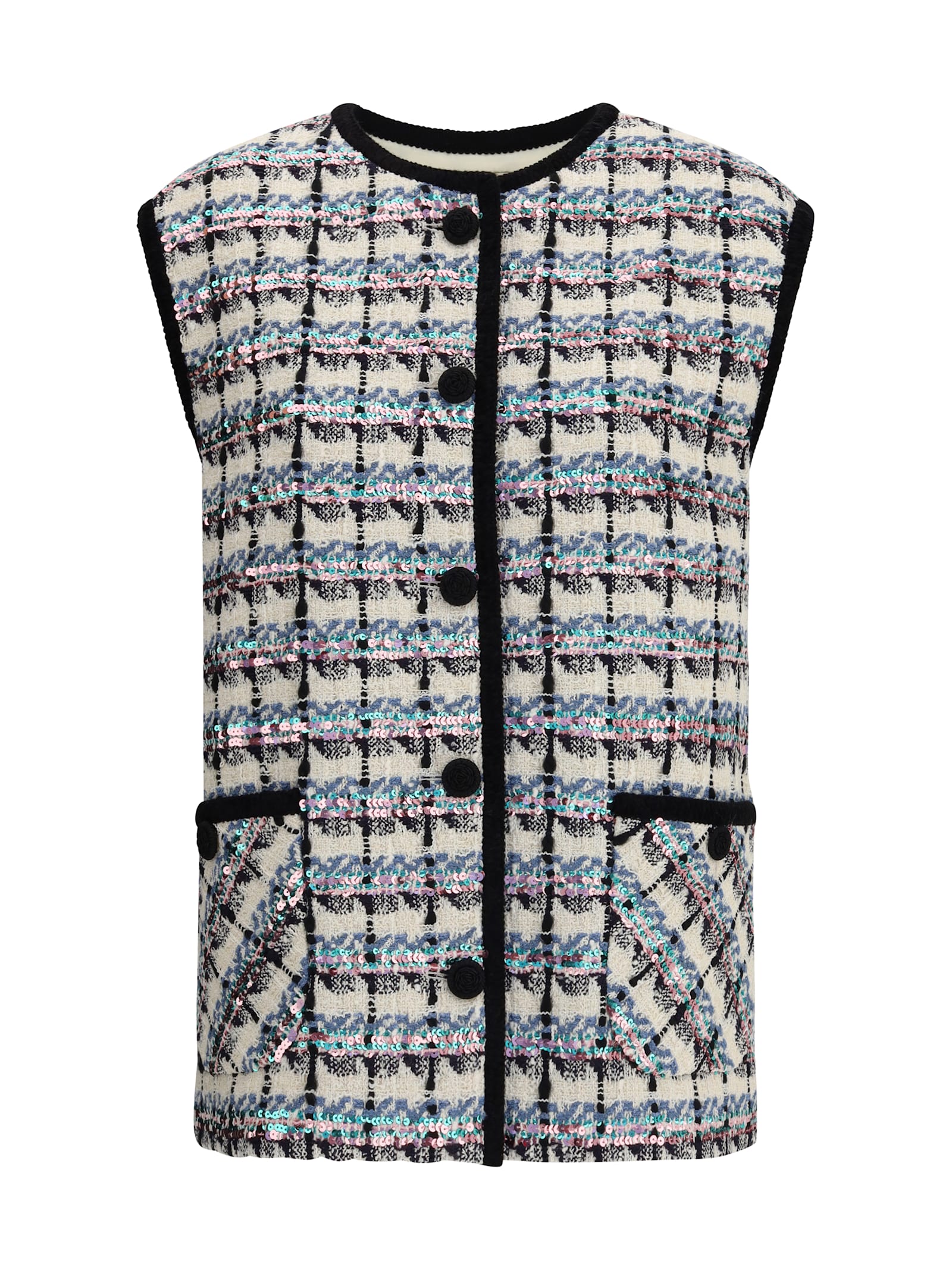 Valentino Sequined Tweed Vest For Chic Looks
