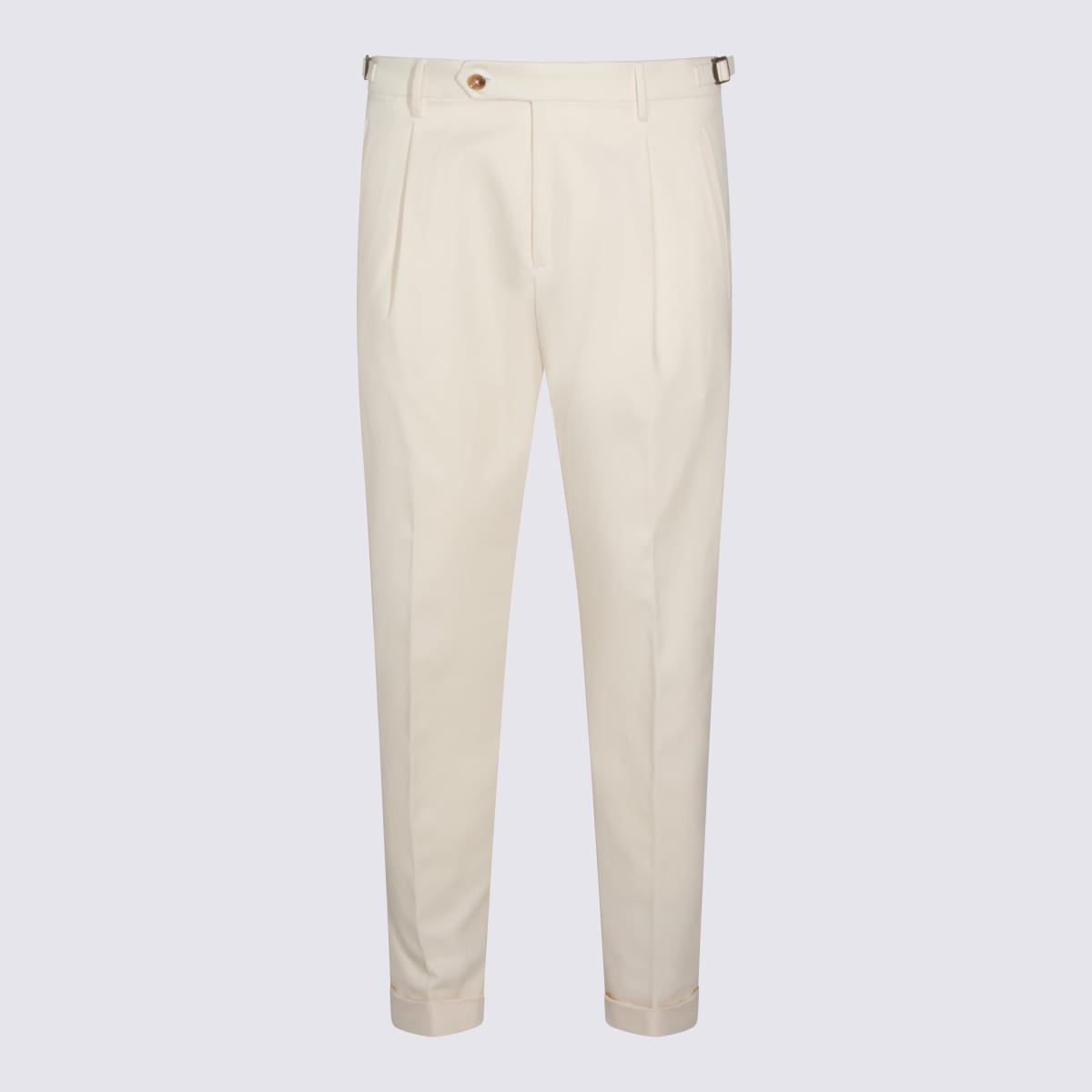 Berwich White Cotton Pants In White