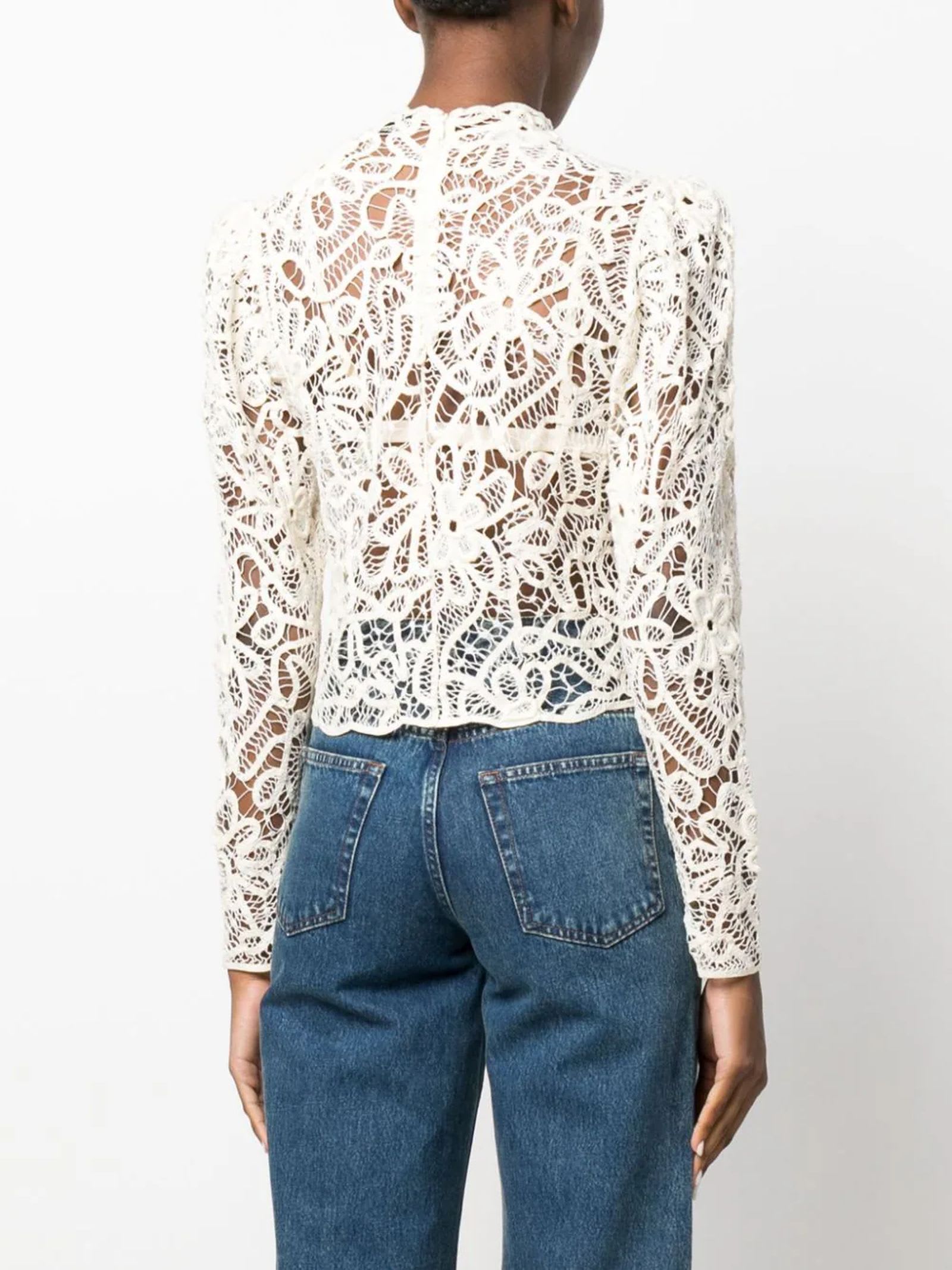 Shop Isabel Marant Cream White Cotton Neline Top In Neutro