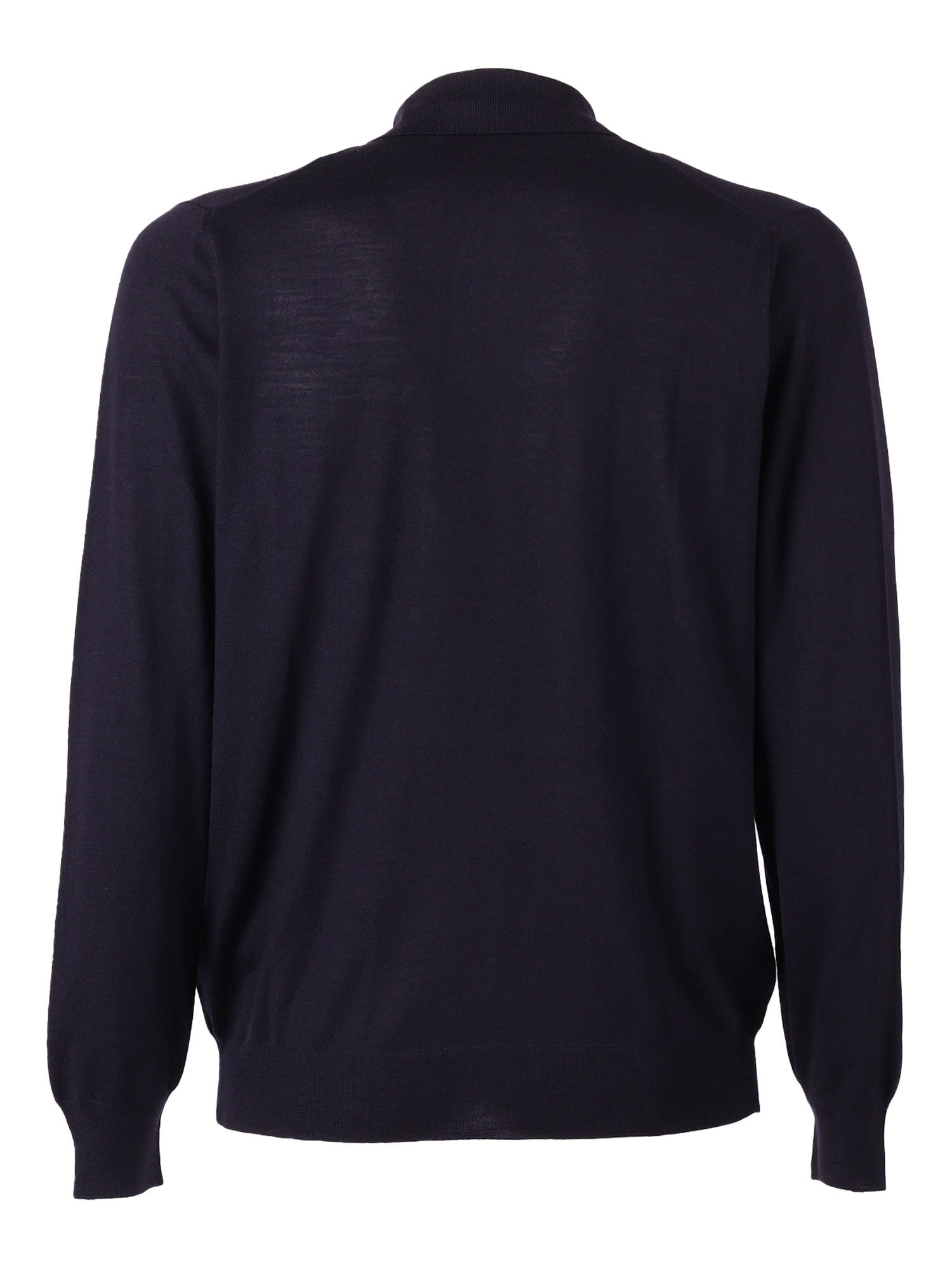 Fedeli Long-sleeve Polo Shirt In Blue