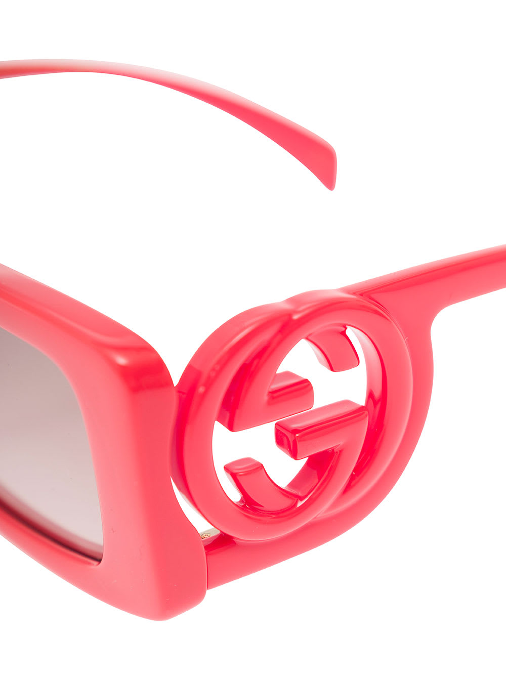 Gucci Gg1325s Red Rectangular Sunglasses With Interlocking Gg Cut-out In Shiny Acetate Woman In Red