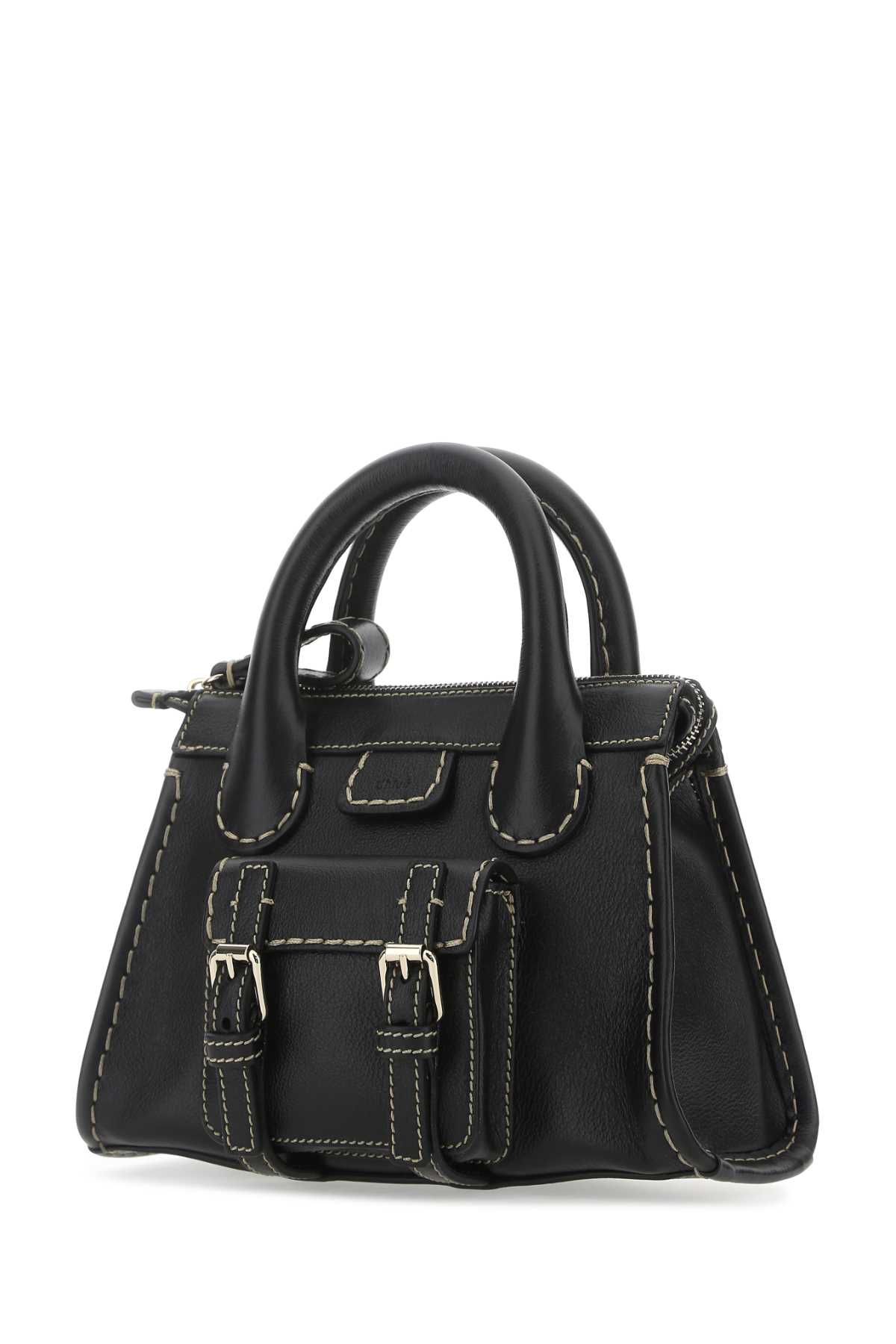 Shop Chloé Black Leather Mini Edith Handbag In 001