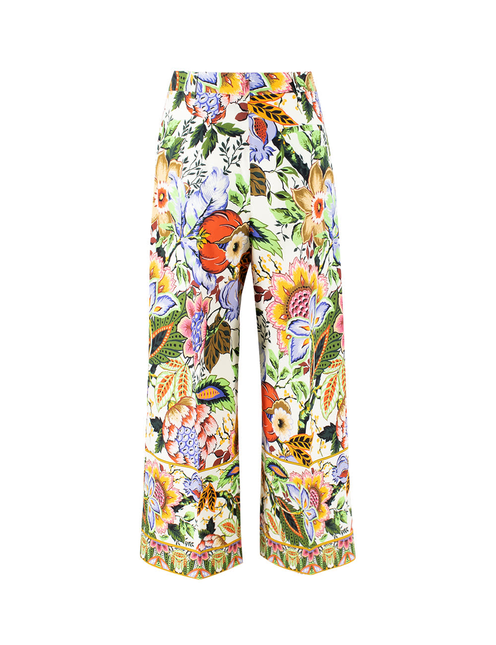 Shop Etro Trousers In Print On White Base