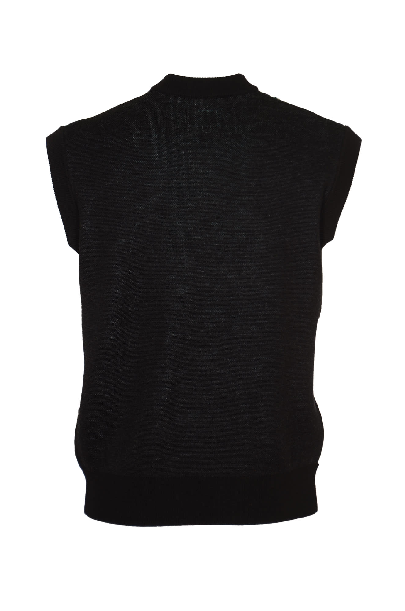 Shop Paccbet V-neck Embroidered Sleeveless Top In Black