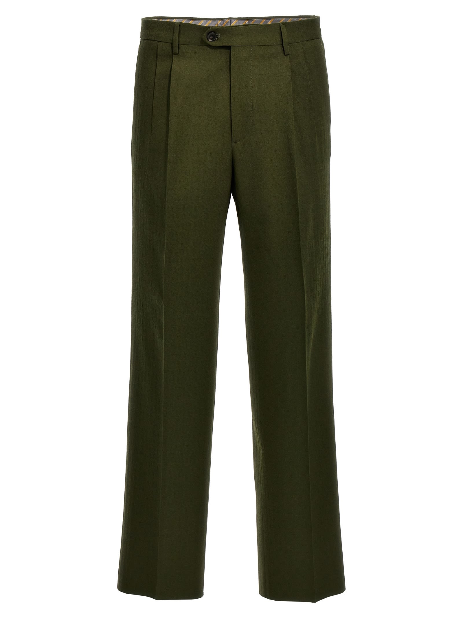 Shop Etro Jacquard Wool Pants In Green