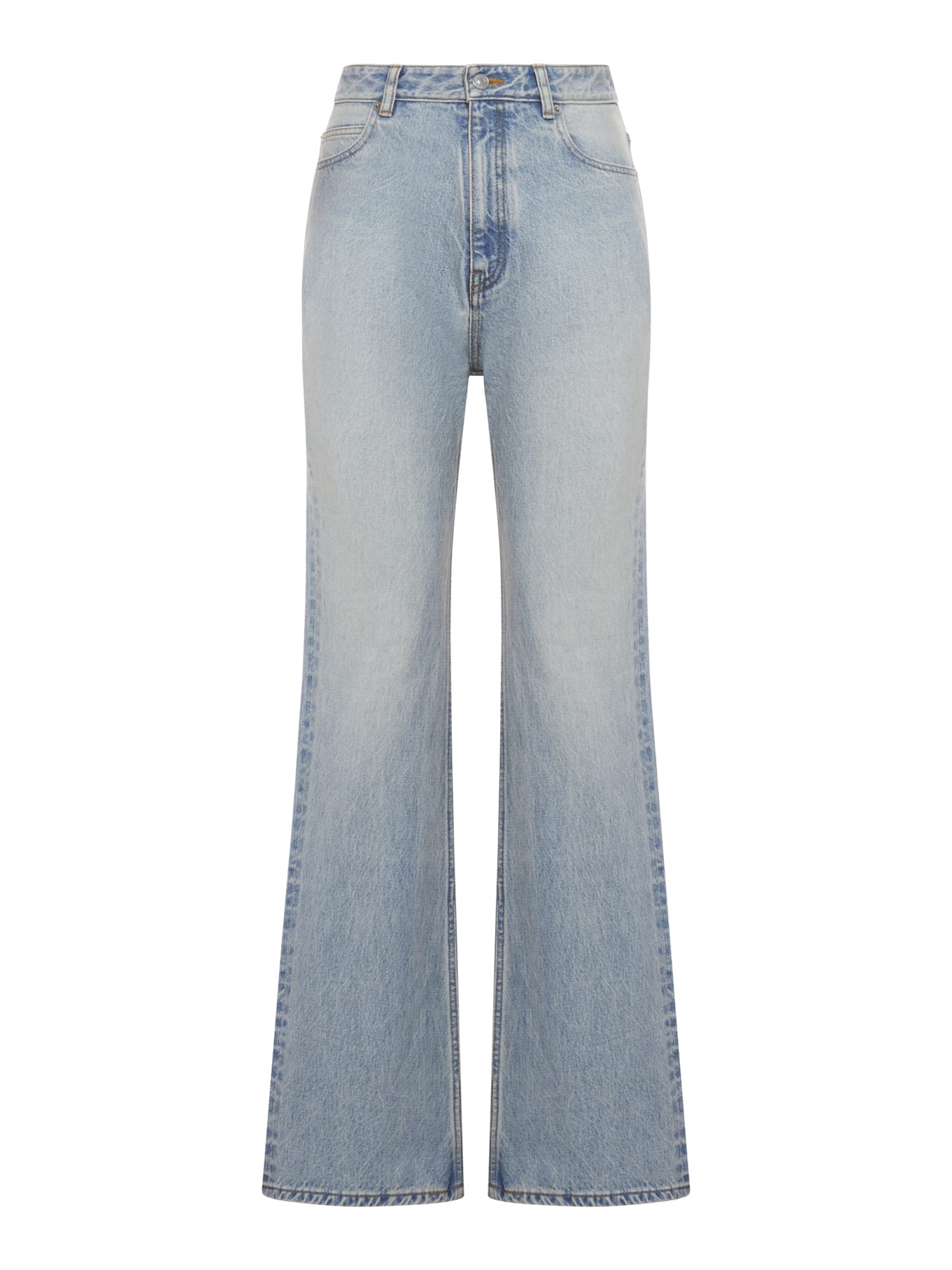Shop Balenciaga Flared Pants Japanese Authentic Denim In Light Indigo Madder