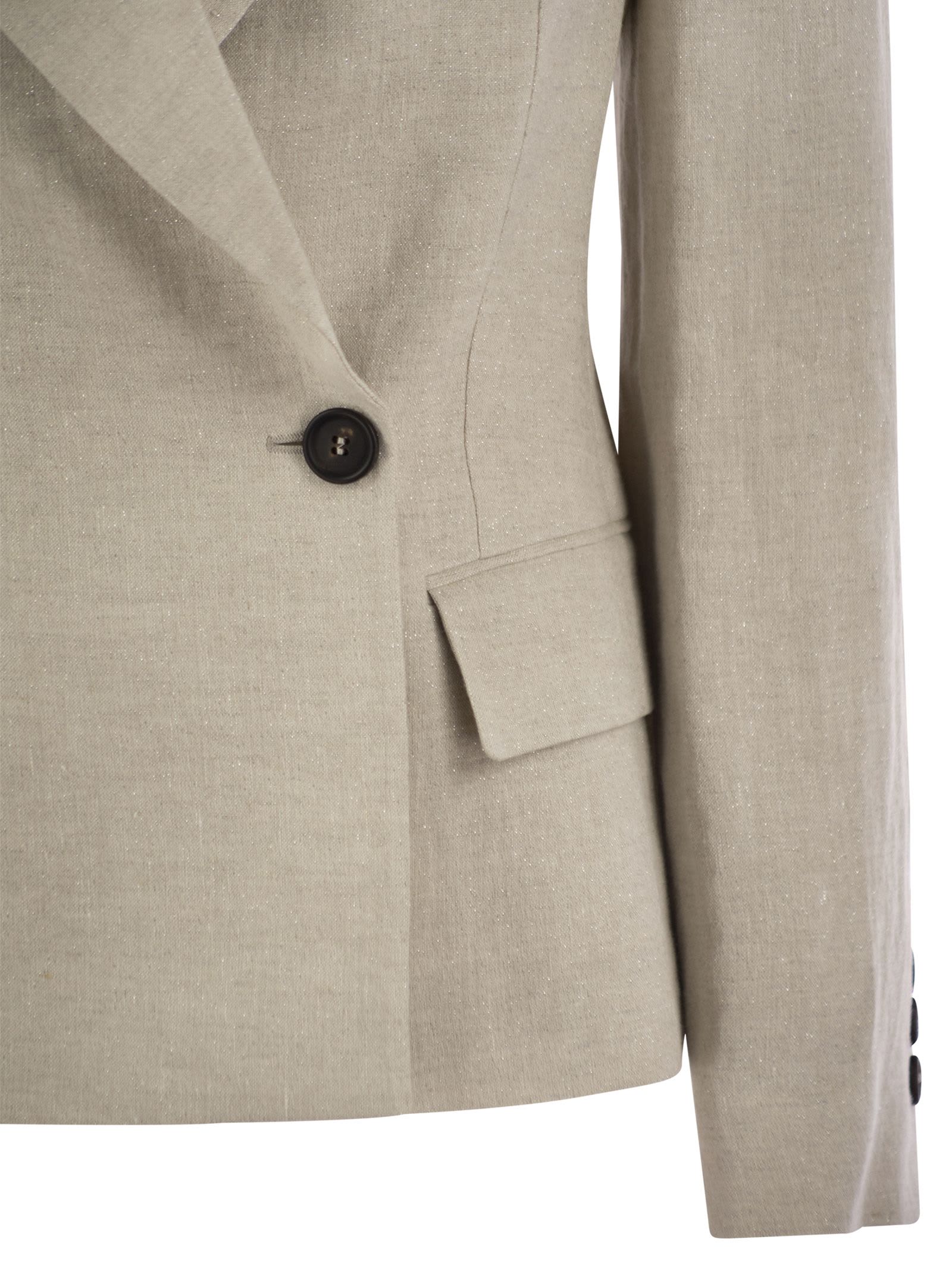 Brunello Cucinelli Women's Sparkling Linen Canvas Jacket With Jewellery In Beige