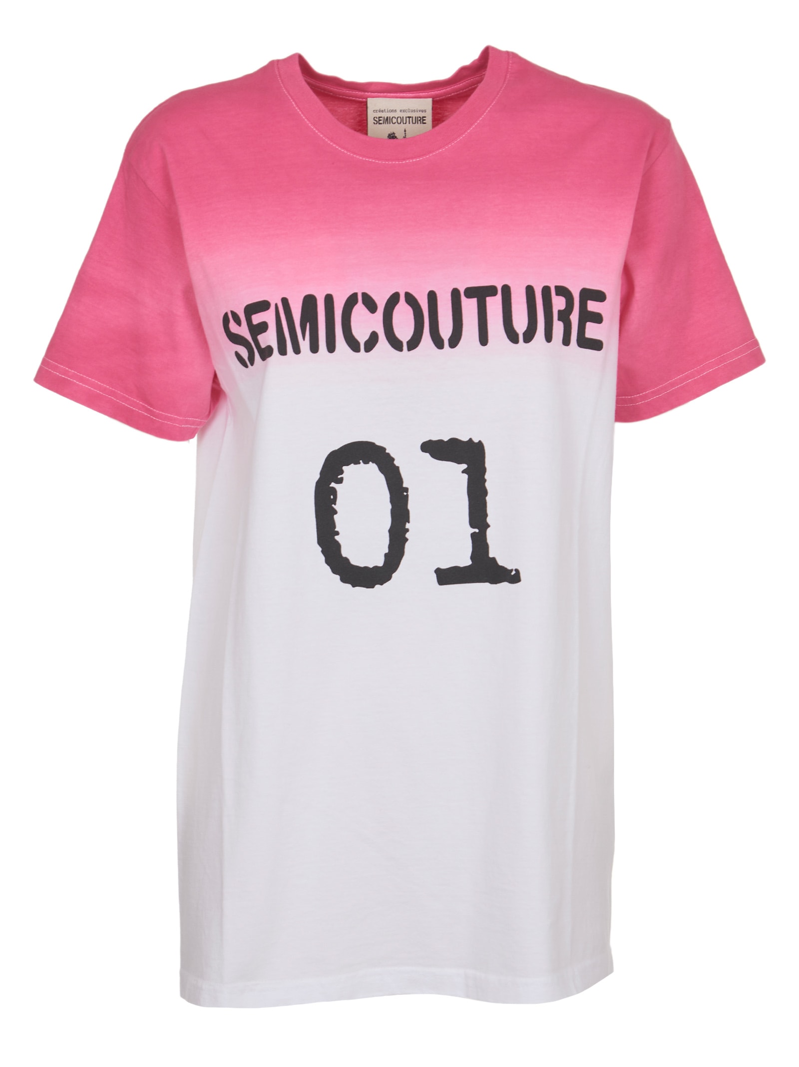 SEMICOUTURE Pink Long T-shirt With Logo