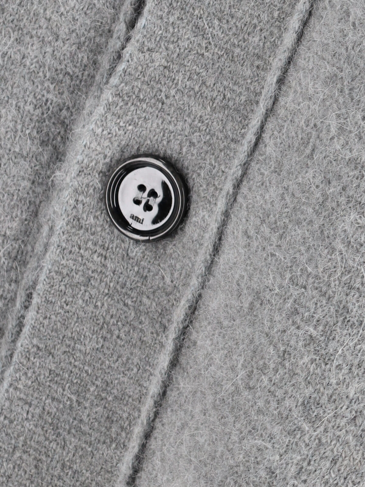 Ami Alexandre Mattiussi Ami Paris Alpaca Cardigan With Ami De C Ur Logo In Gray