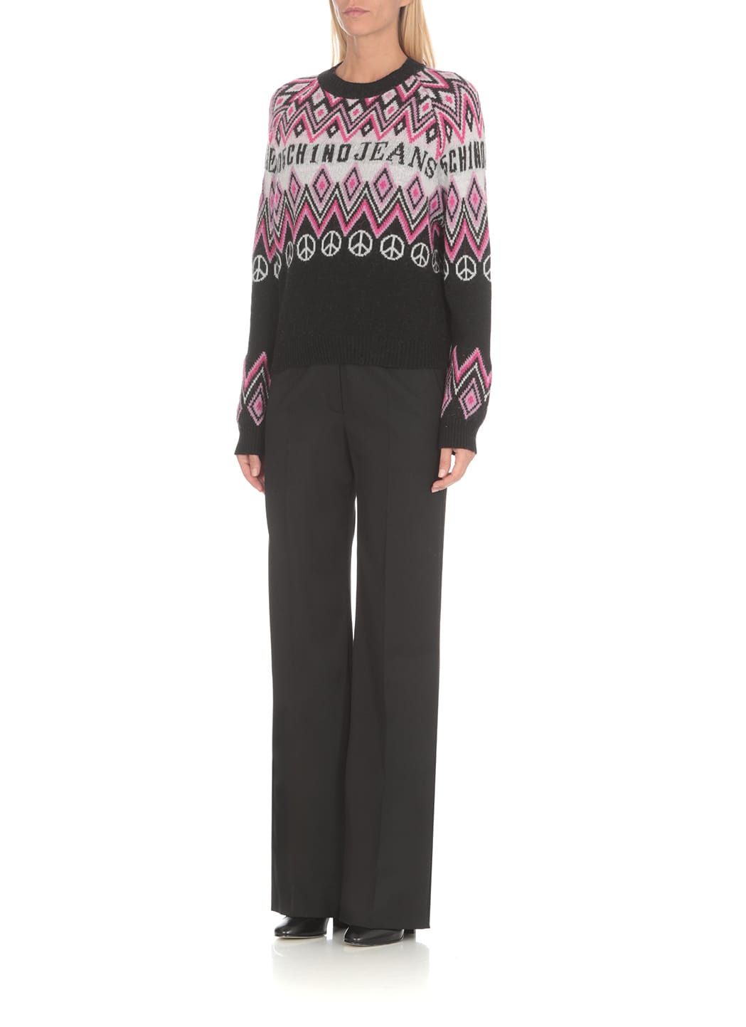 Shop M05ch1n0 Jeans Pants With Straps In Black