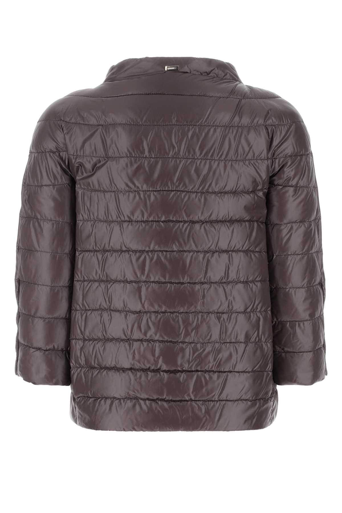 Shop Herno Aubergine Nylon Down Jacket In Grey