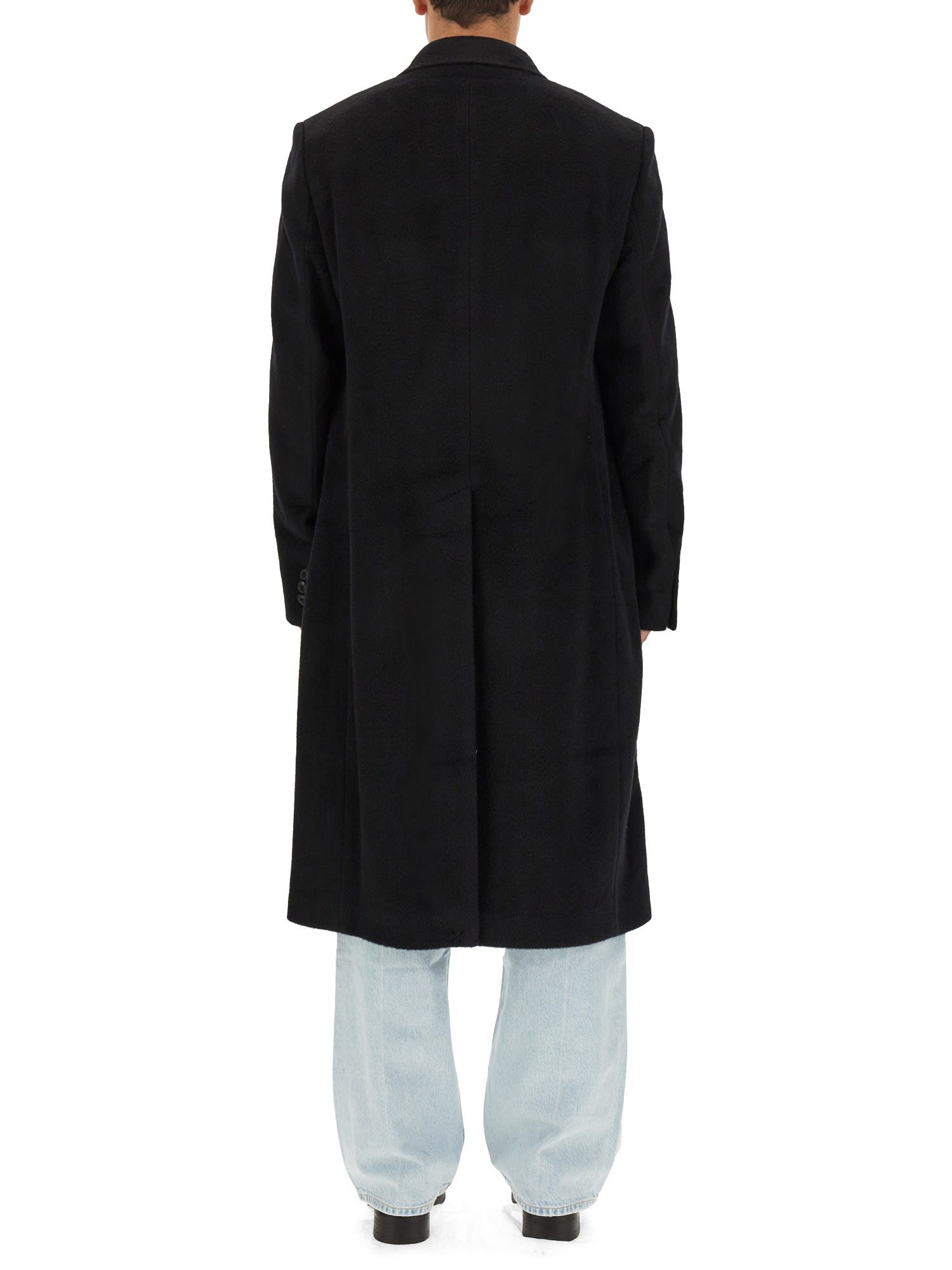 Our Legacy Oversize Double-breasted Coat Notched Lapels In Black