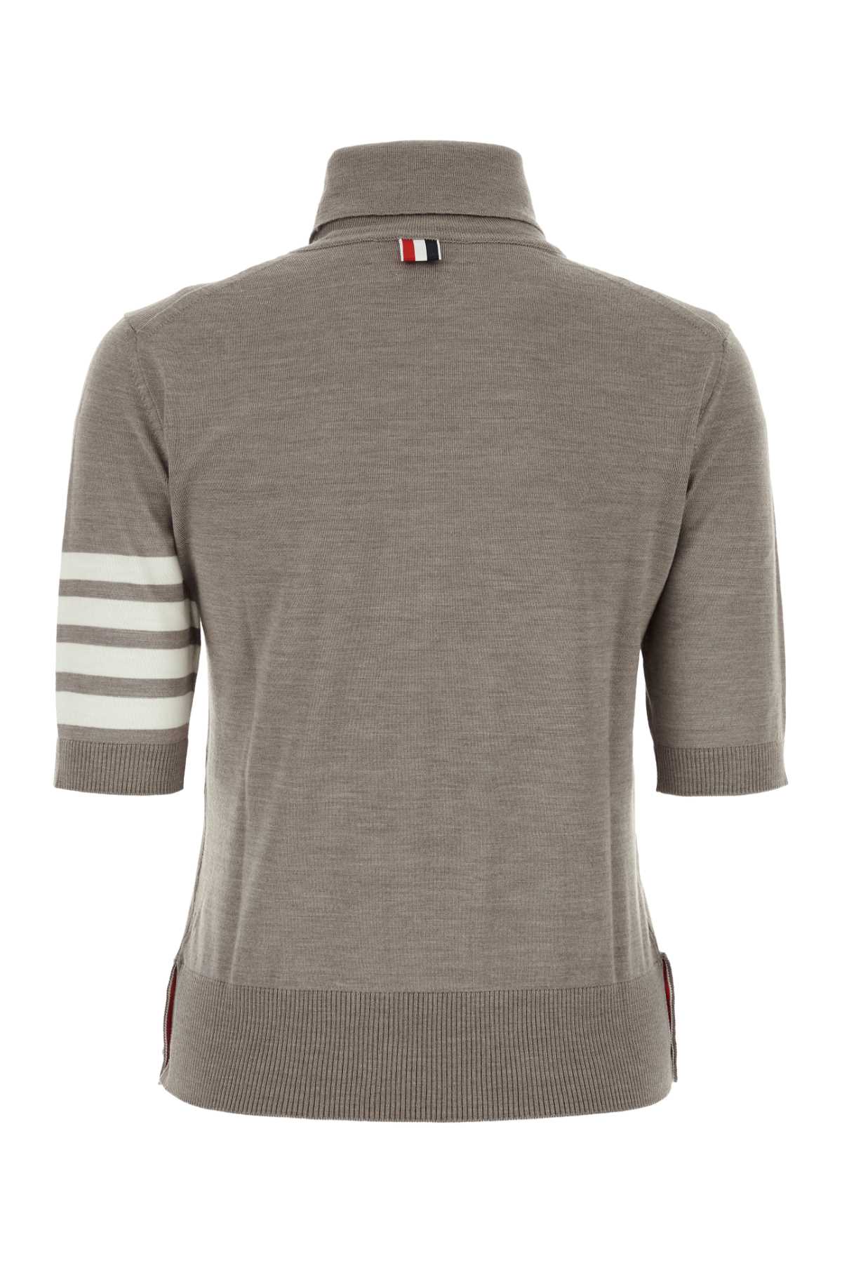 Thom Browne Melange Grey Wool Blend Sweater In Ltgrey