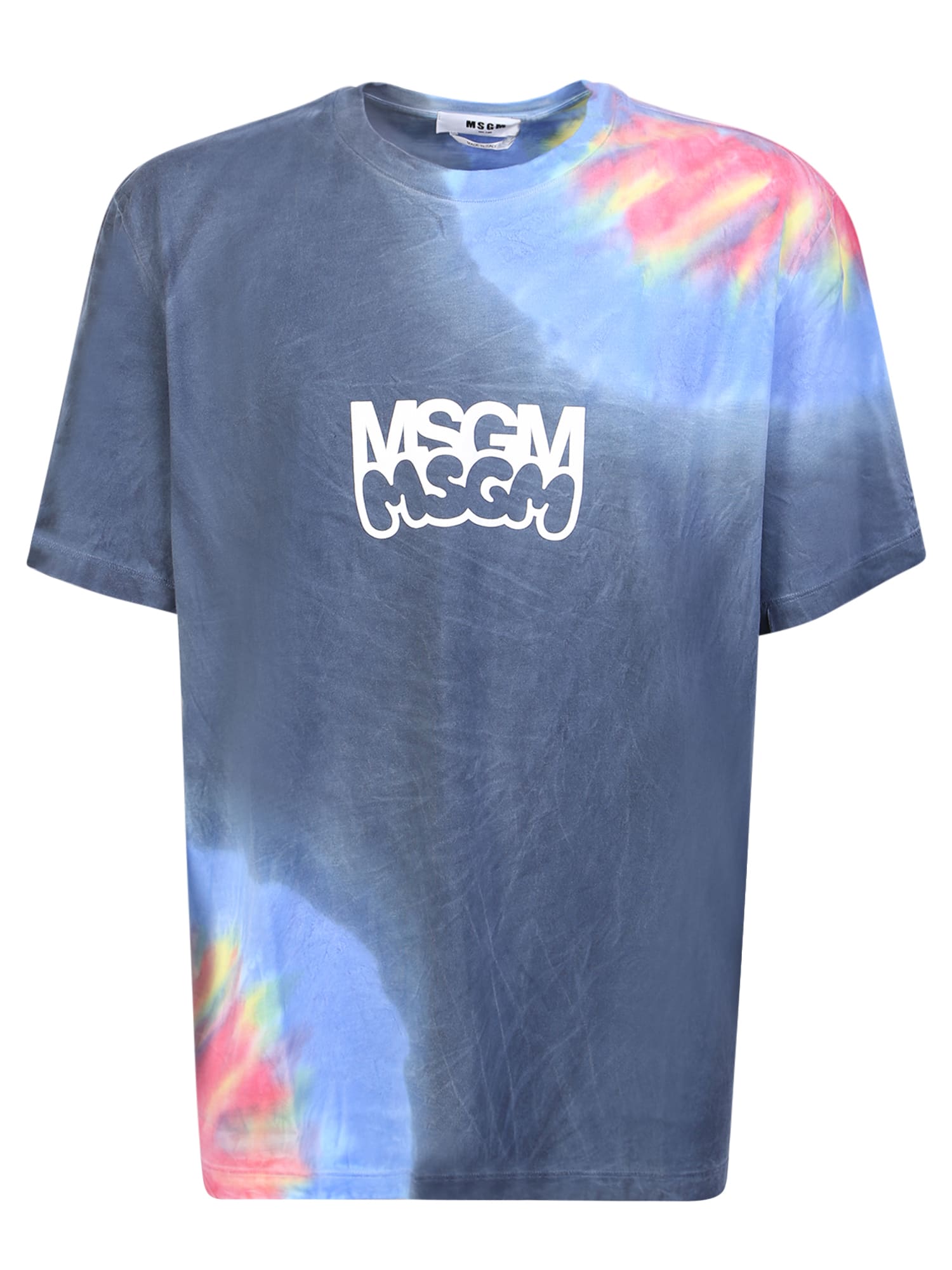 Shop Msgm Bold Logo Tie-dye T-shirt In Multi