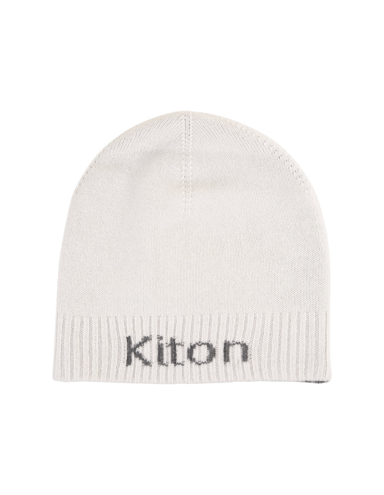 White Cashmere Hat With Logo