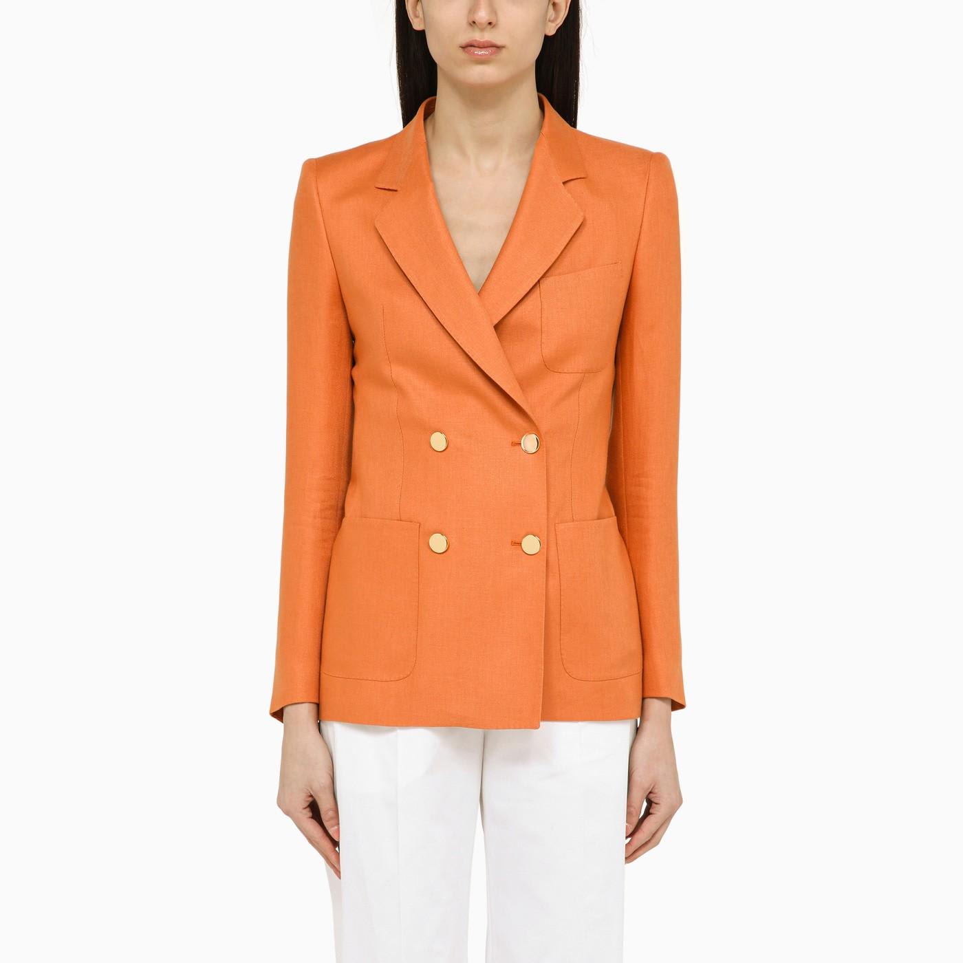 TAGLIATORE ORANGE LINEN DOUBLE-BREASTED JACKET