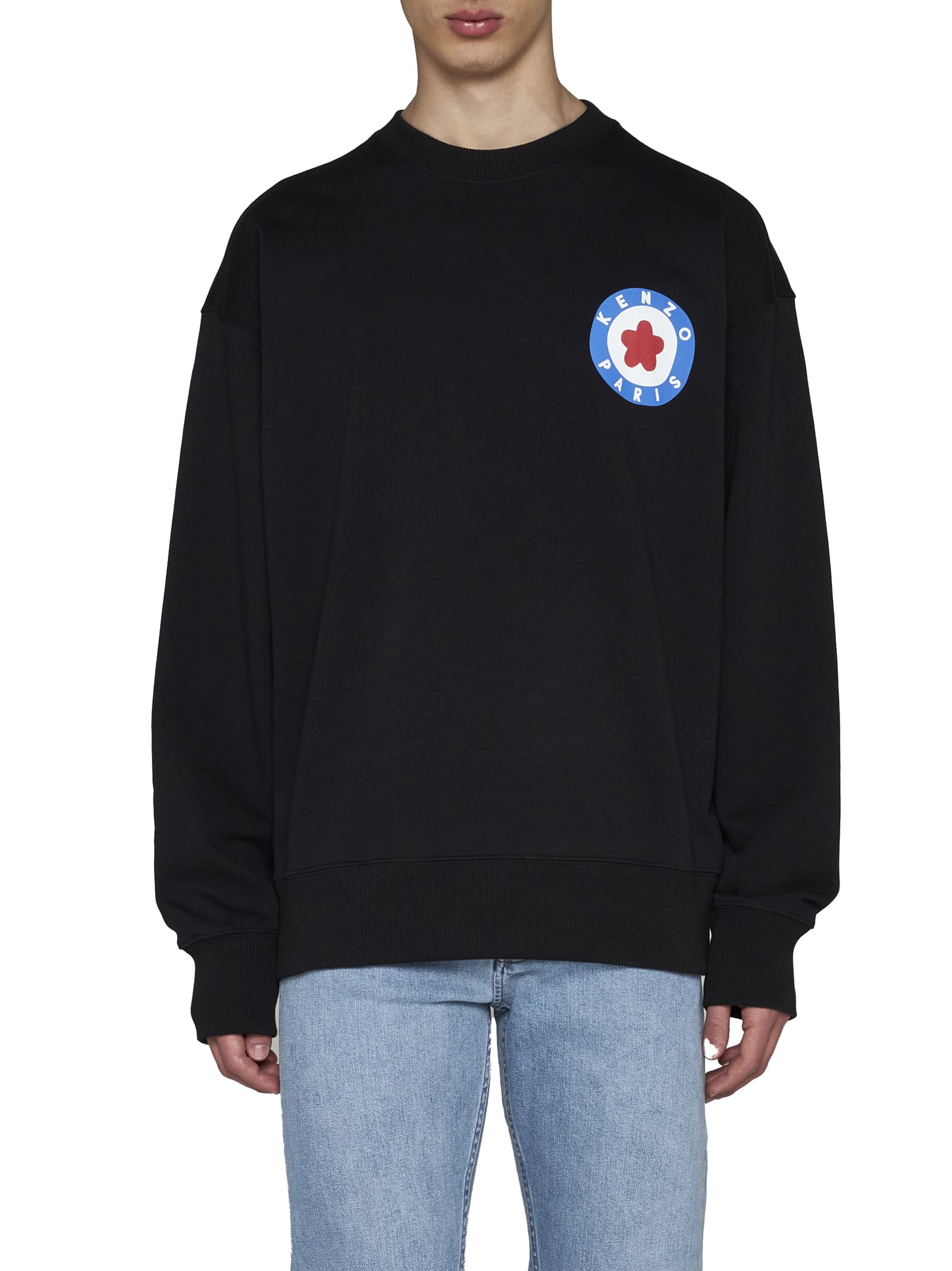 Kenzo Logo Cotton Oversized Sweatshirt In Black
