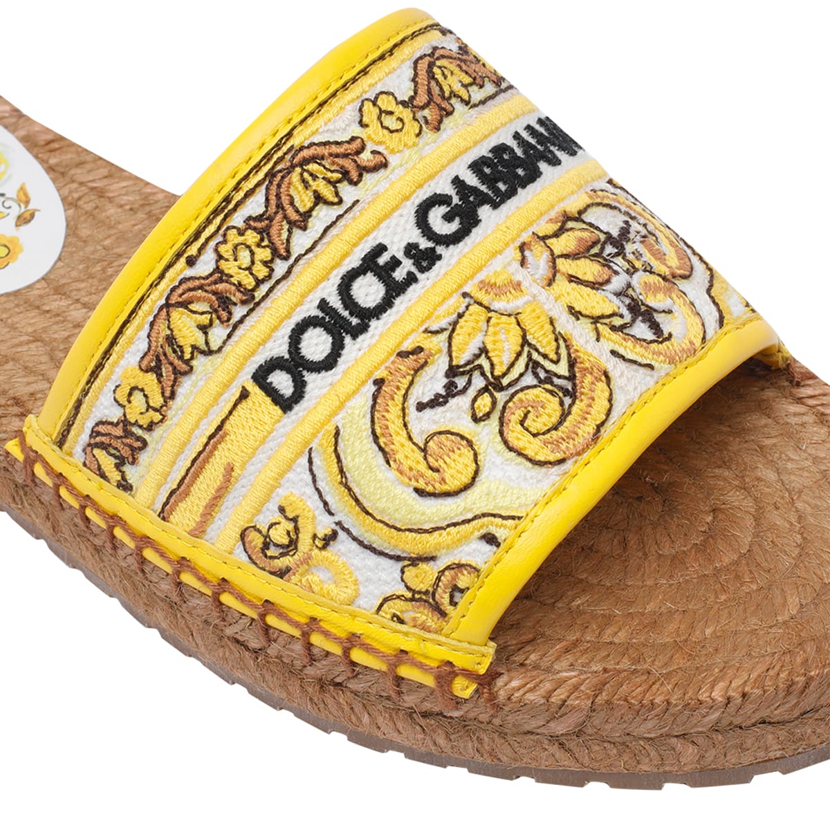 Shop Dolce & Gabbana Maiolica Print Logo Espadrilles Slides In Multicolour