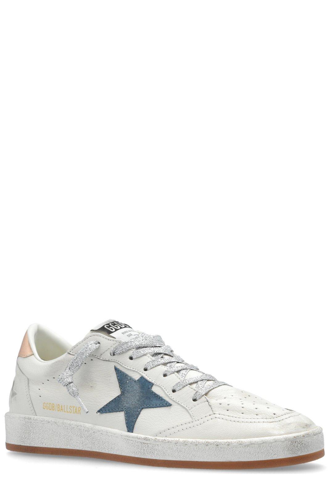 Shop Golden Goose Ball Star Lace-up Sneakers In White