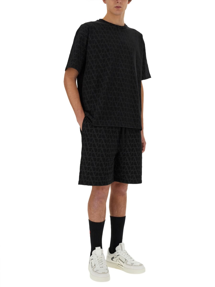 Shop Valentino Bermuda Shorts With Toile Iconographe Print In Black