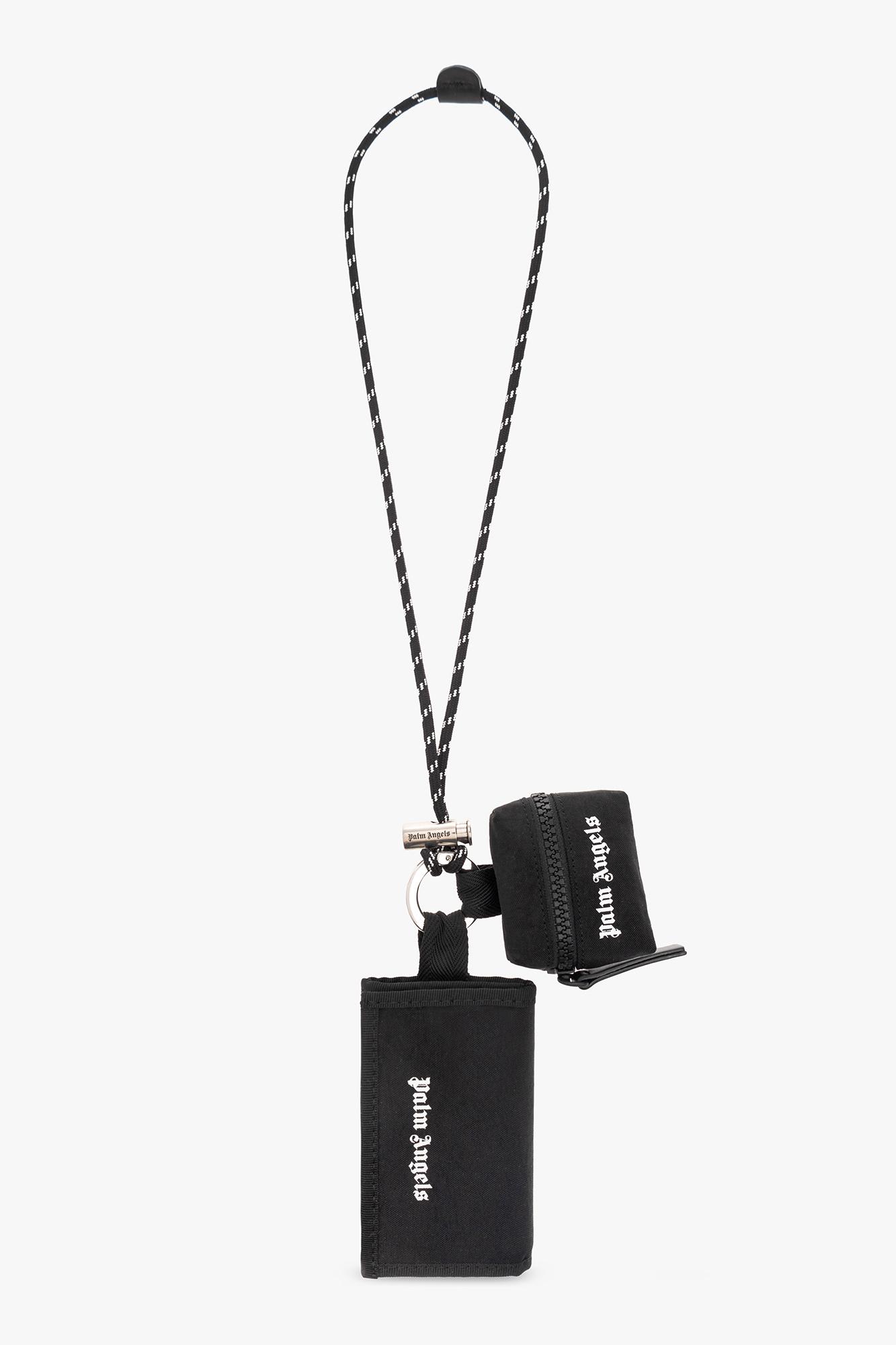 Palm Angels Strapped Wallet In Black White