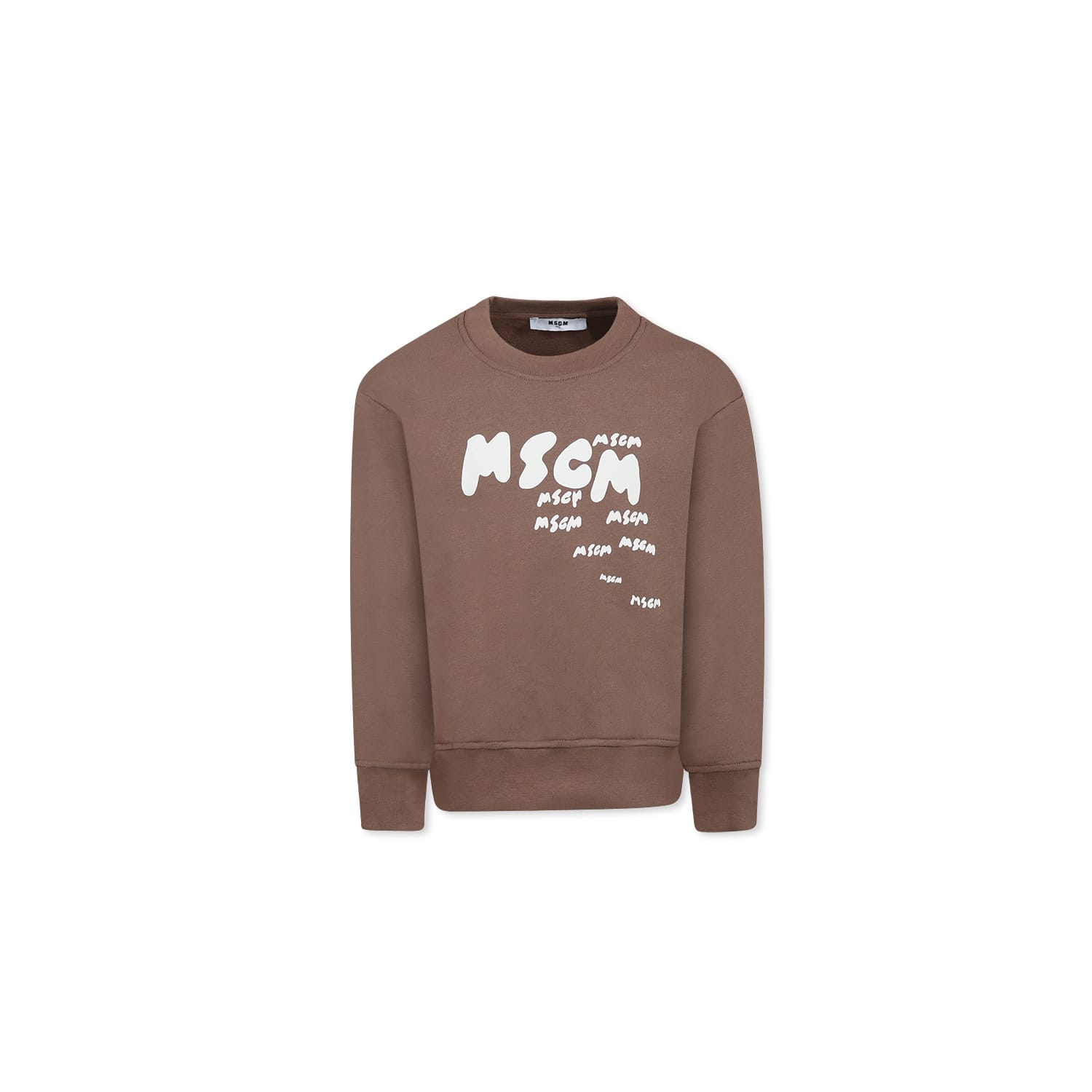 Shop Msgm Brown Sweatshirt For Boy With Logo