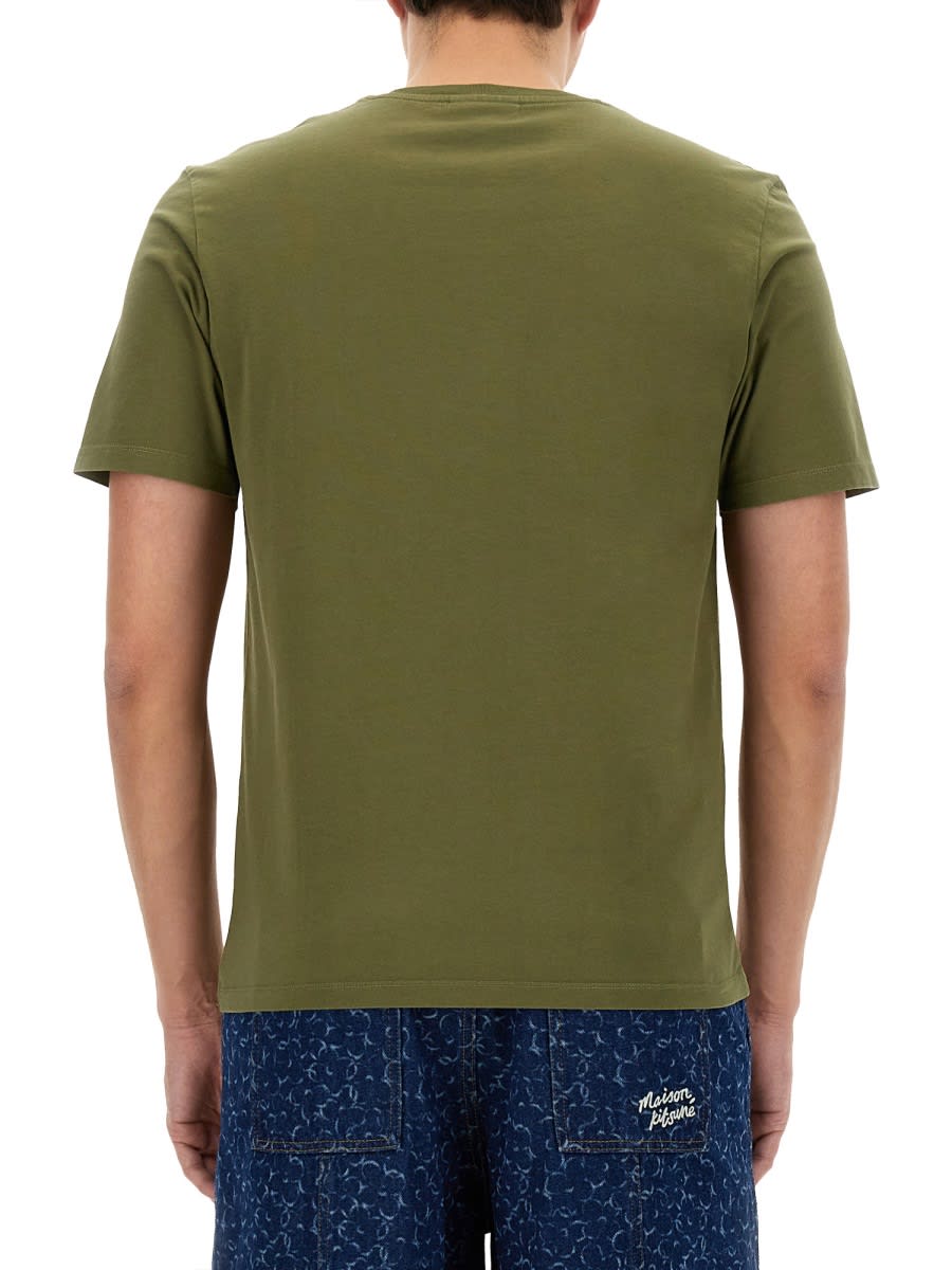 Shop Maison Kitsuné Chillax Fox T-shirt In Military Green