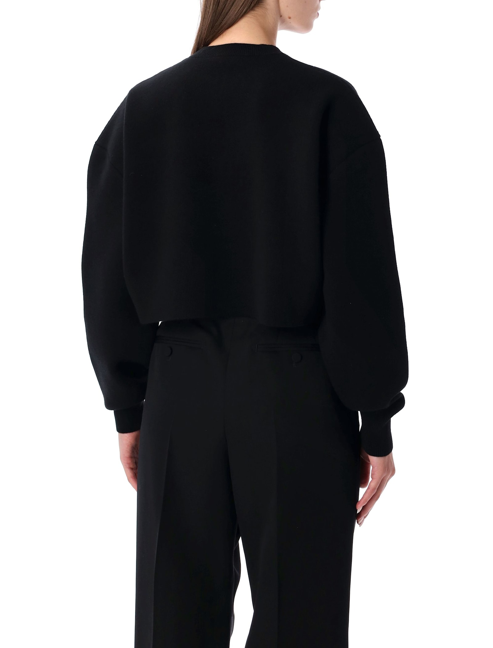 Tom Ford Black Wool And Cashmere Cropped Sweater In Black