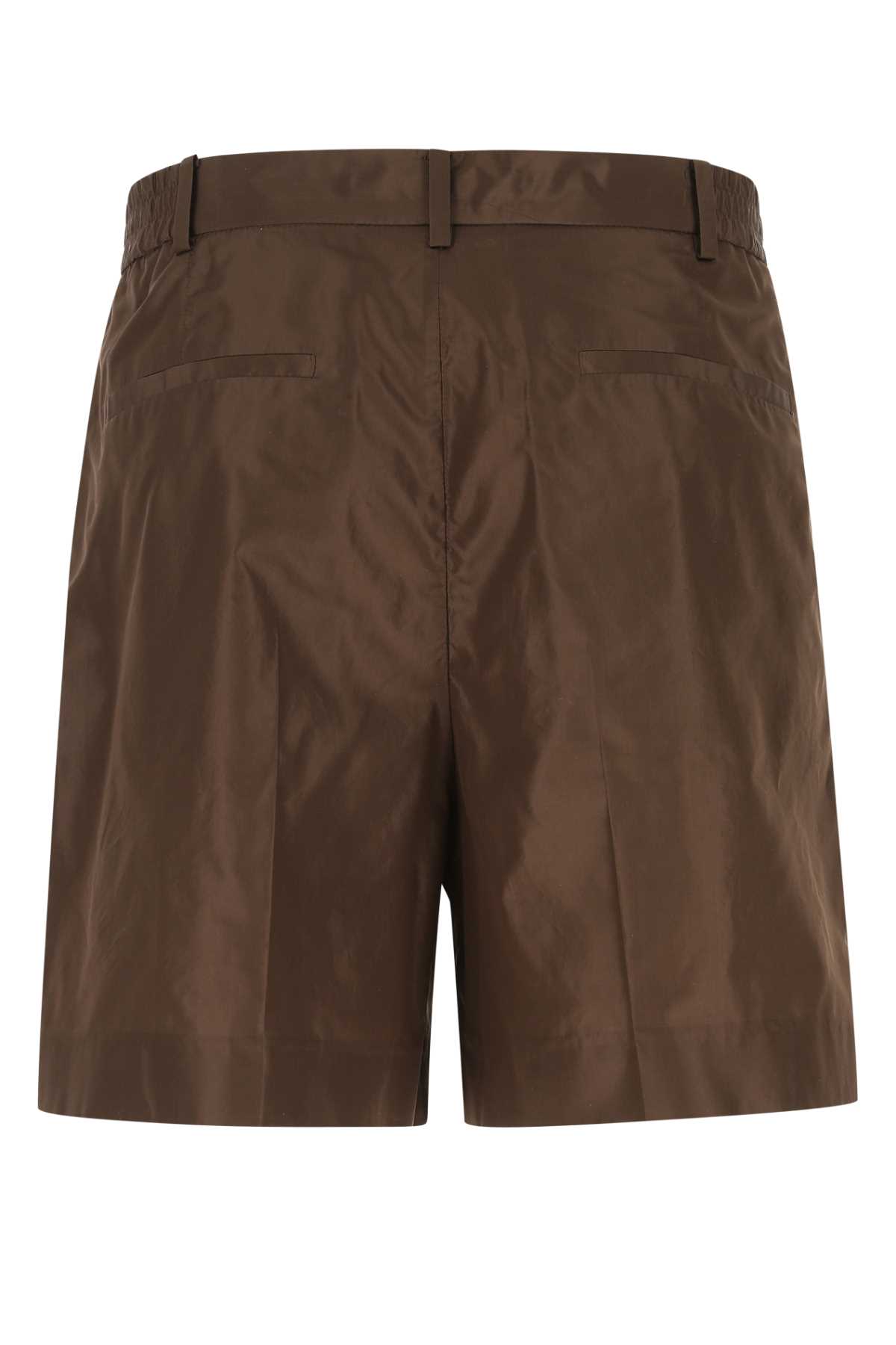 Shop Valentino Brown Silk Bermuda Shorts In E04