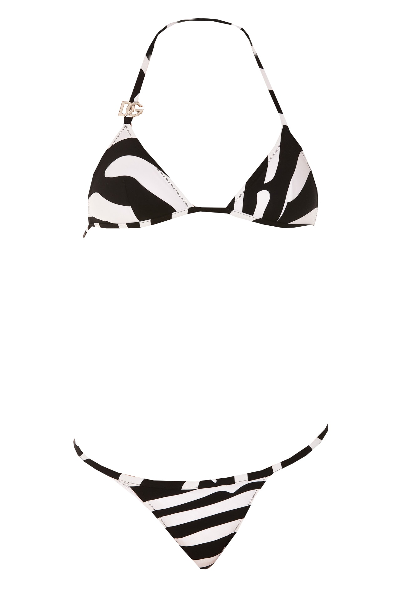 Dolce & Gabbana Zebra Print Triangle Bikini With Logo