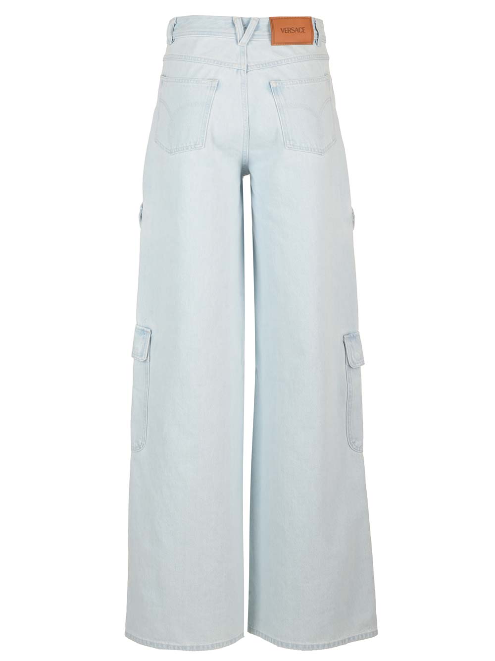 Shop Versace Wide-leg Jeans In Light Blue