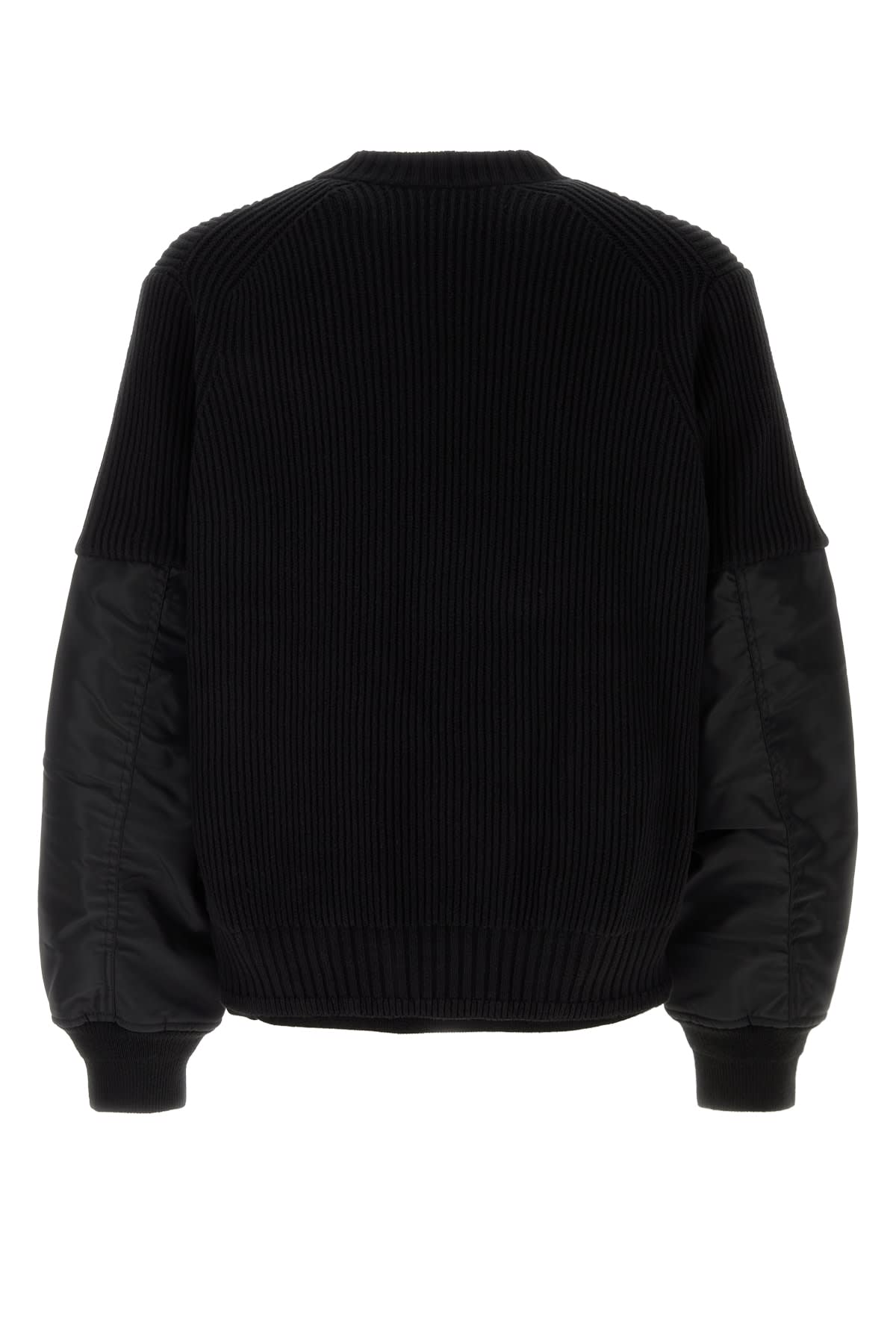 Sacai Gonz Multi Patch Nylon Twill X Knit Sweater In Black