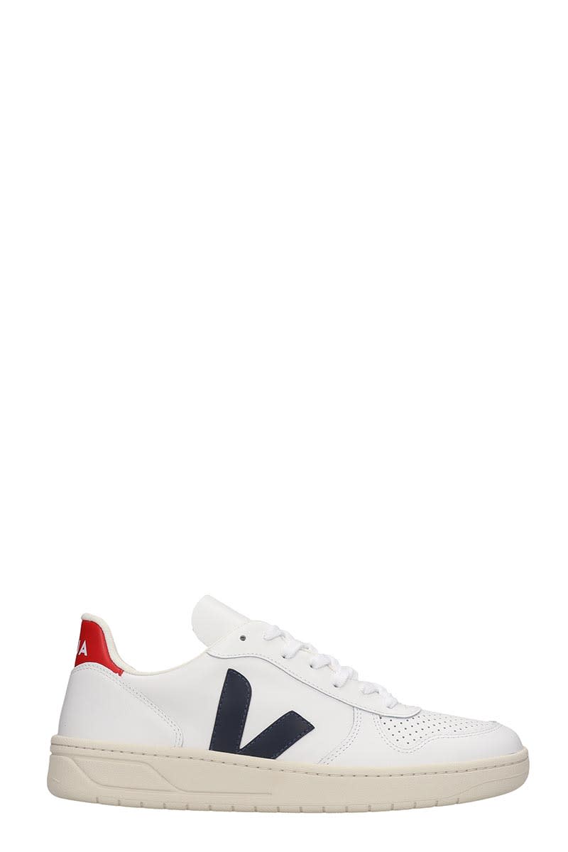 VEJA V-10 SNEAKERS IN WHITE LEATHER,11282341