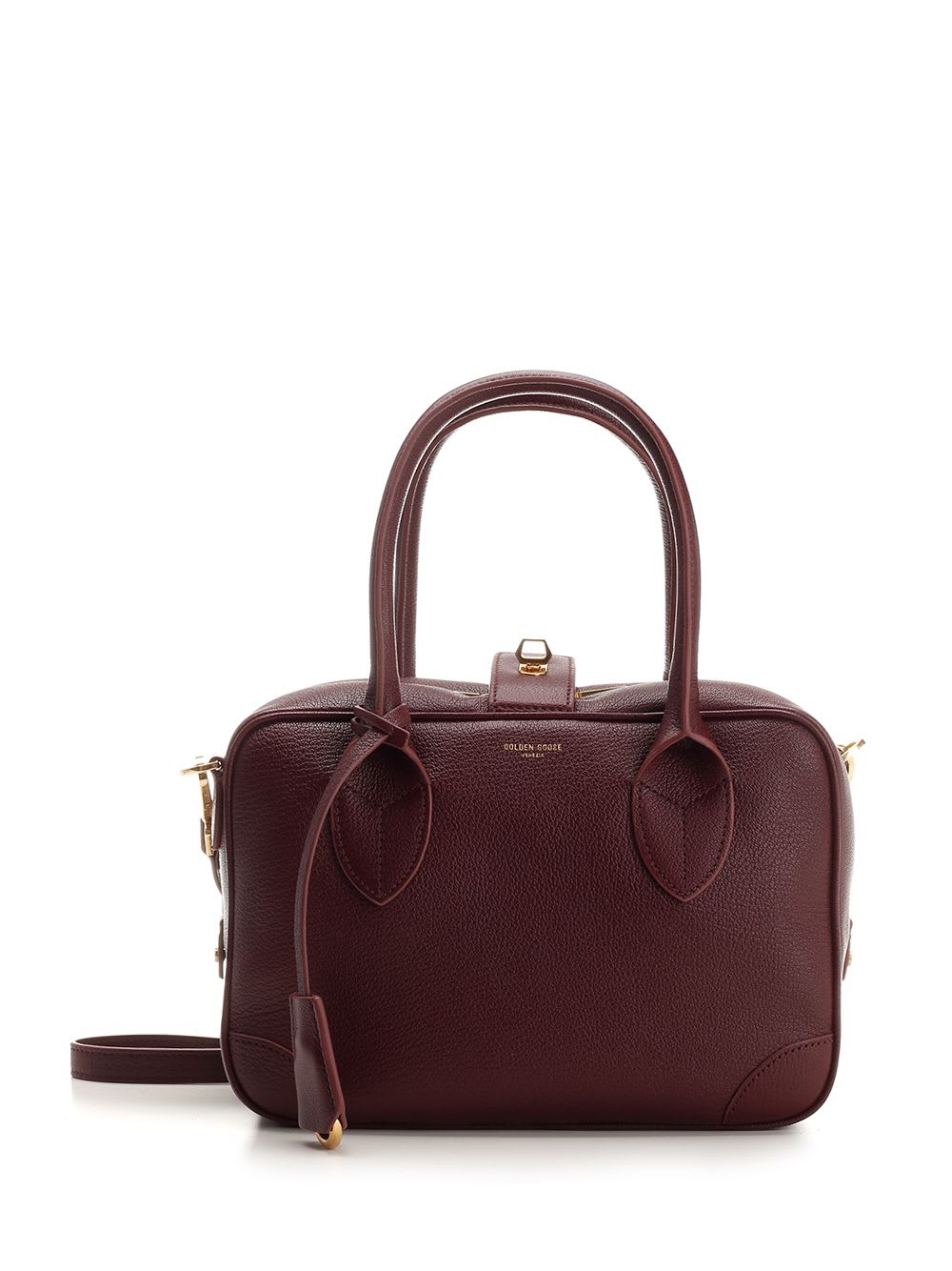 Shop Golden Goose Vita Black Bowling Bag In Bordeaux