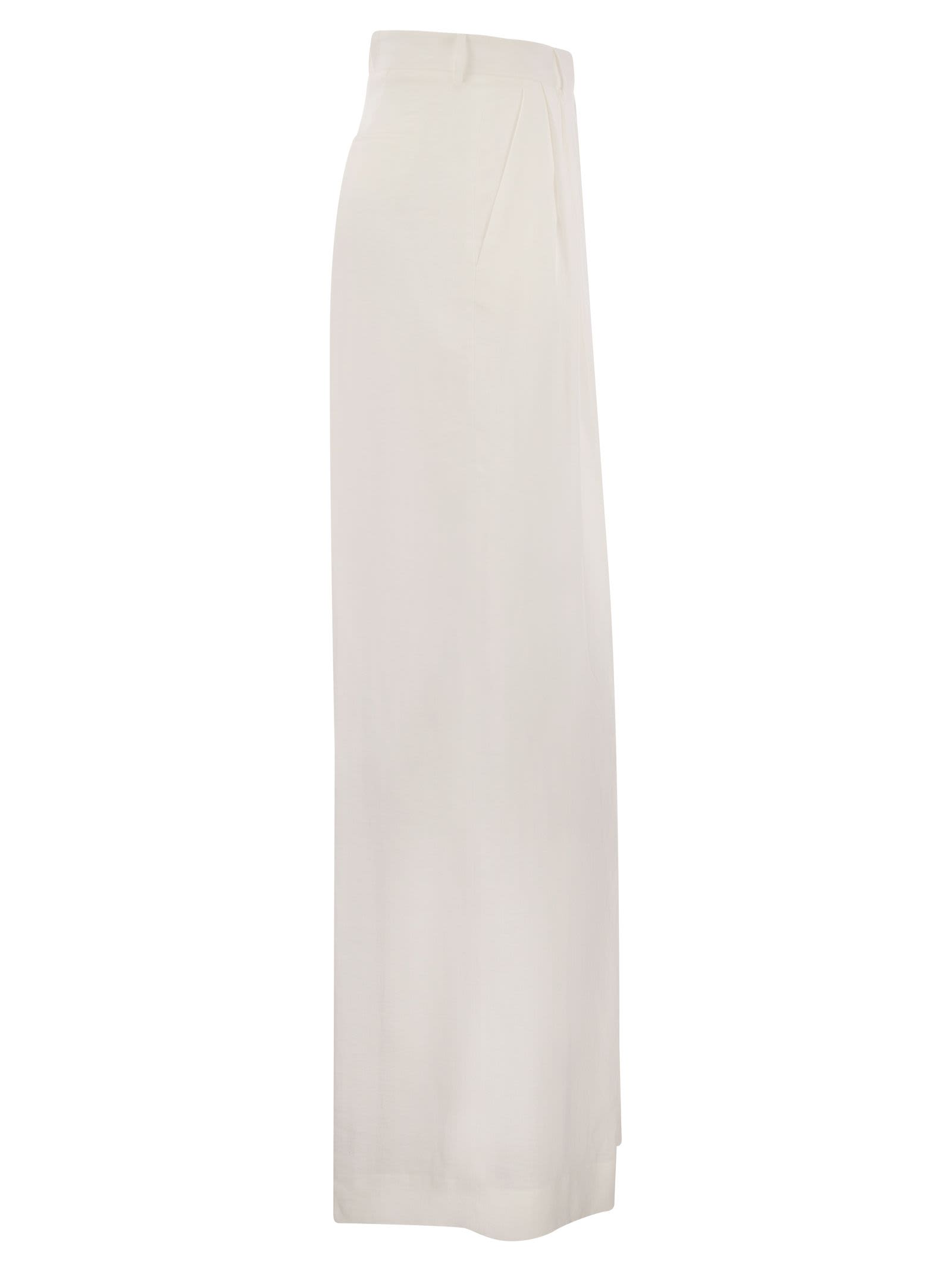 Shop Antonelli Tulipano - Linen Wide Trousers In White