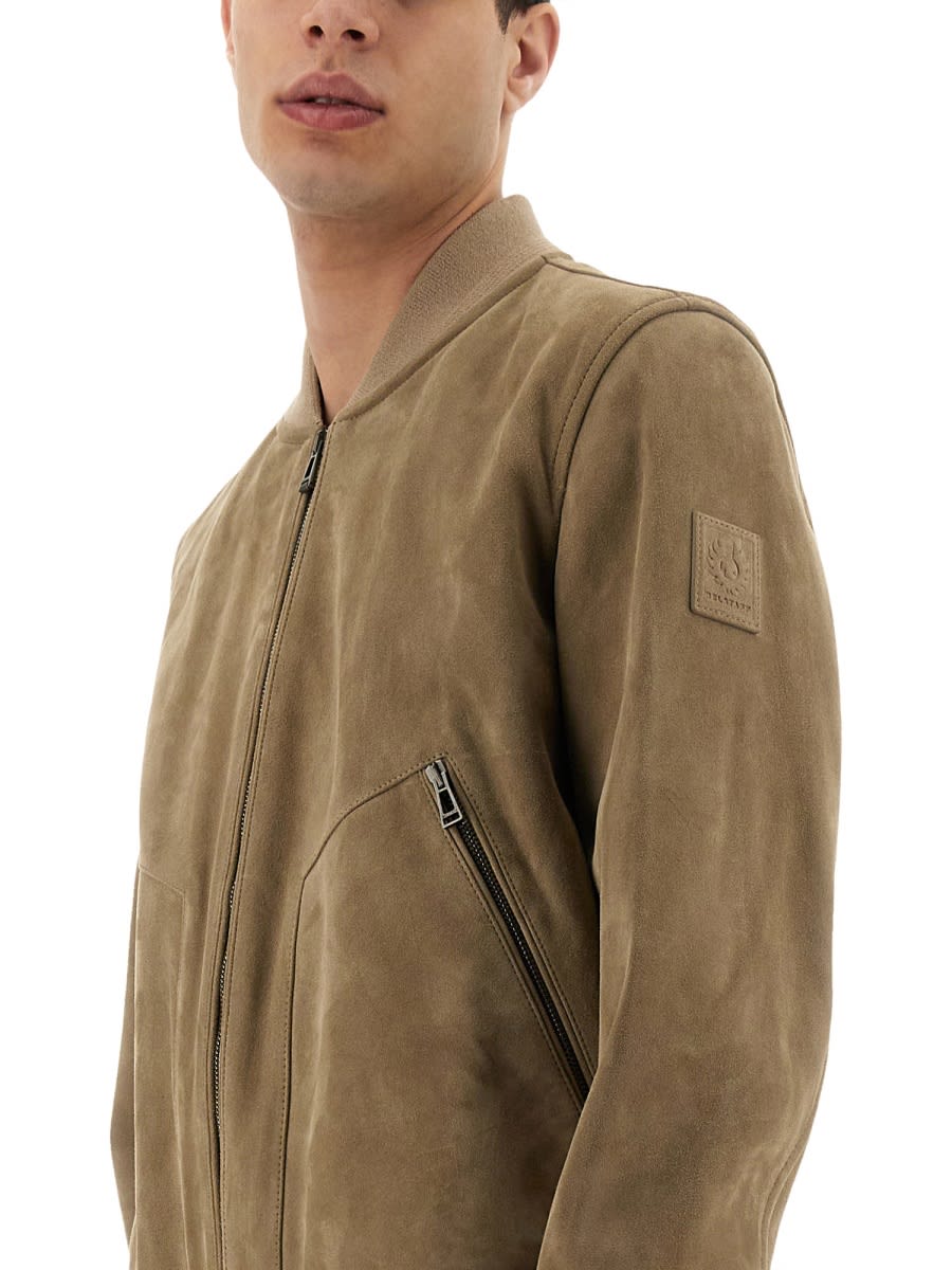 Belstaff Ribbed Cuffs Zip Pockets Jacket In Beige