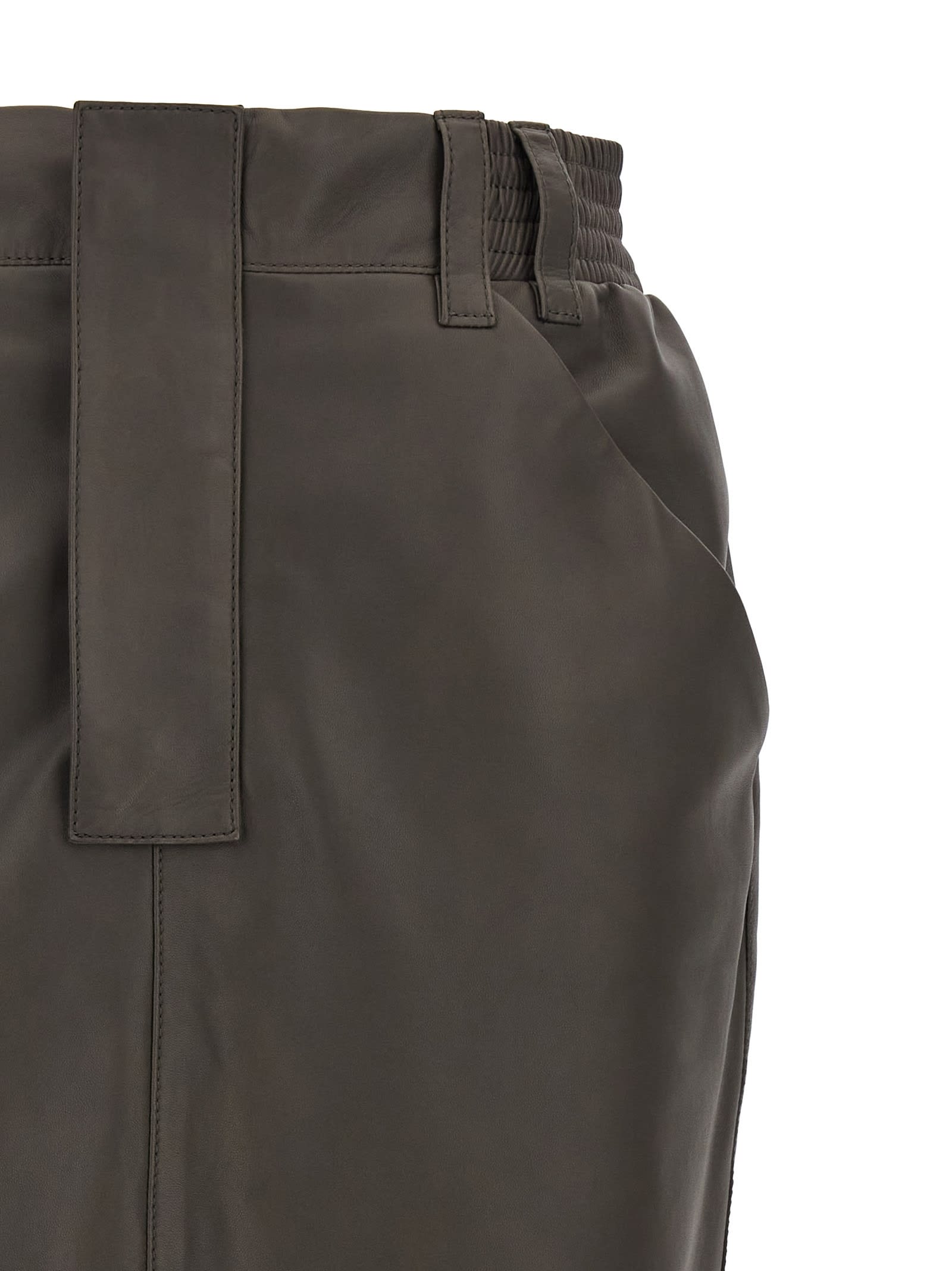 Saint Laurent Leather Skirt In Gray