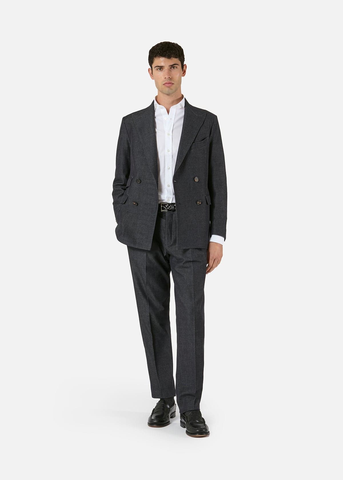 Doppiaa Aareseant Double Breasted Denim Suit In Gray