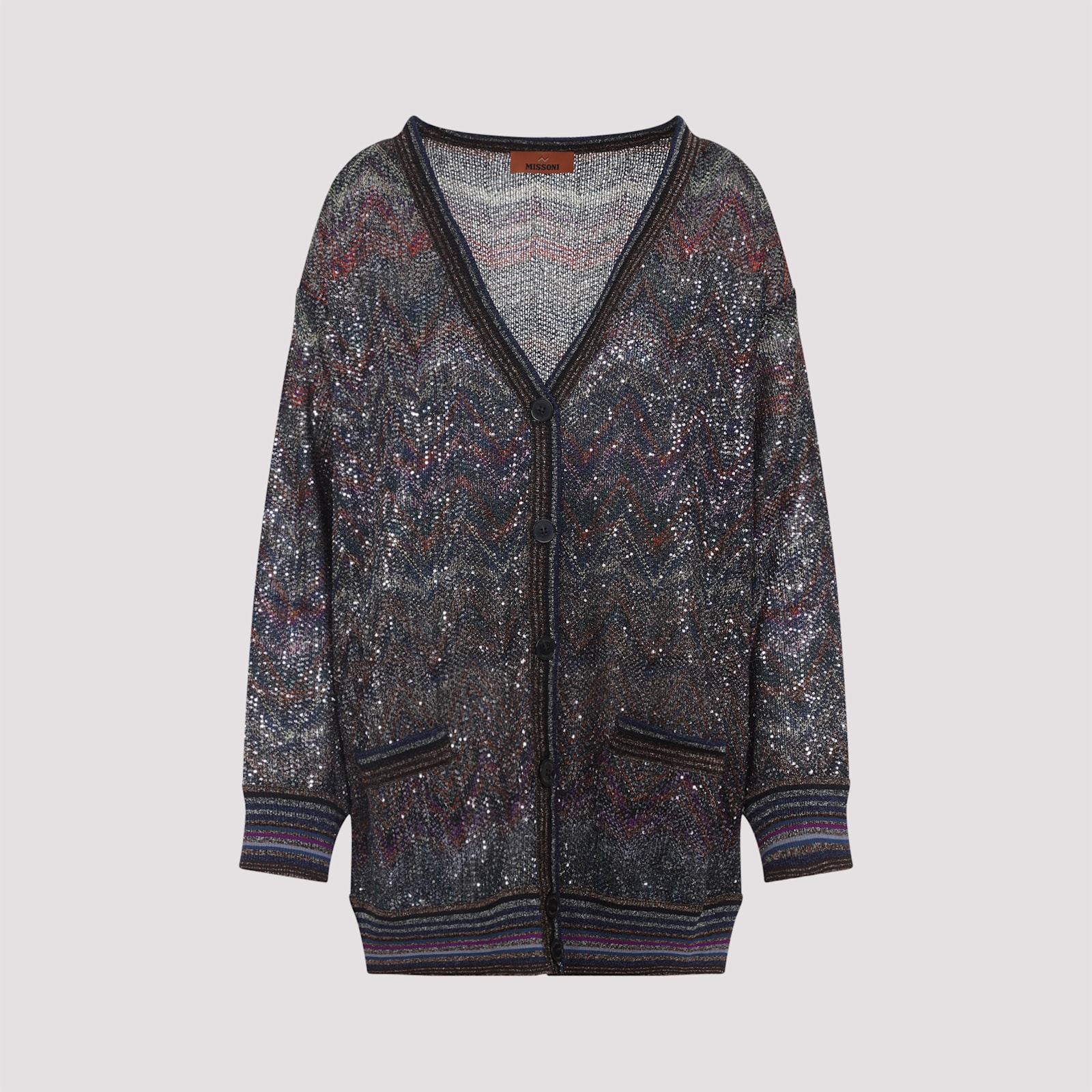 Missoni Zigzag Pattern Cardigan Sweaters And Cardigans Multicolor In Gray