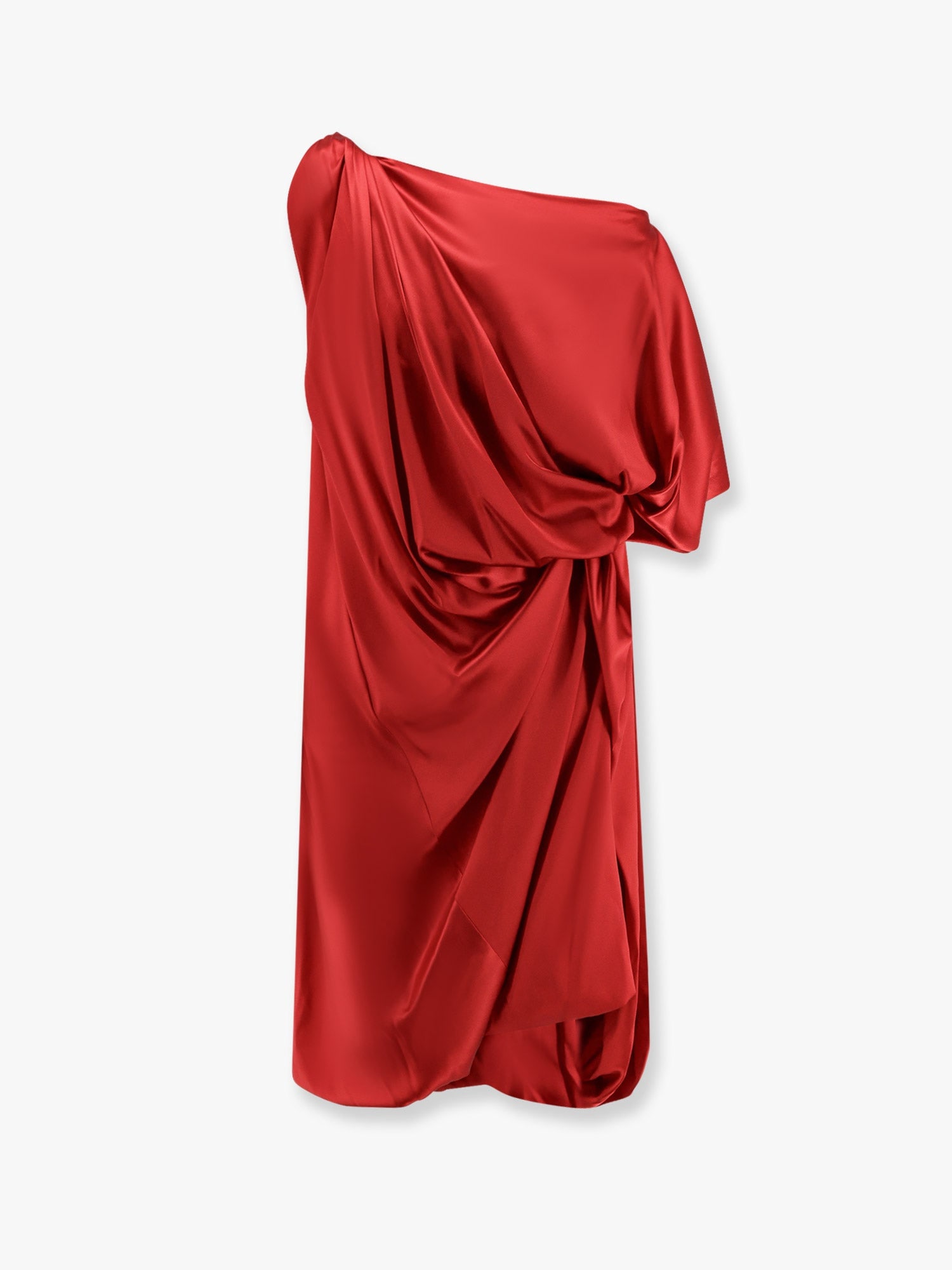 Dries Van Noten Silk Dress With Lateral Knot And Draped Detailing In Red