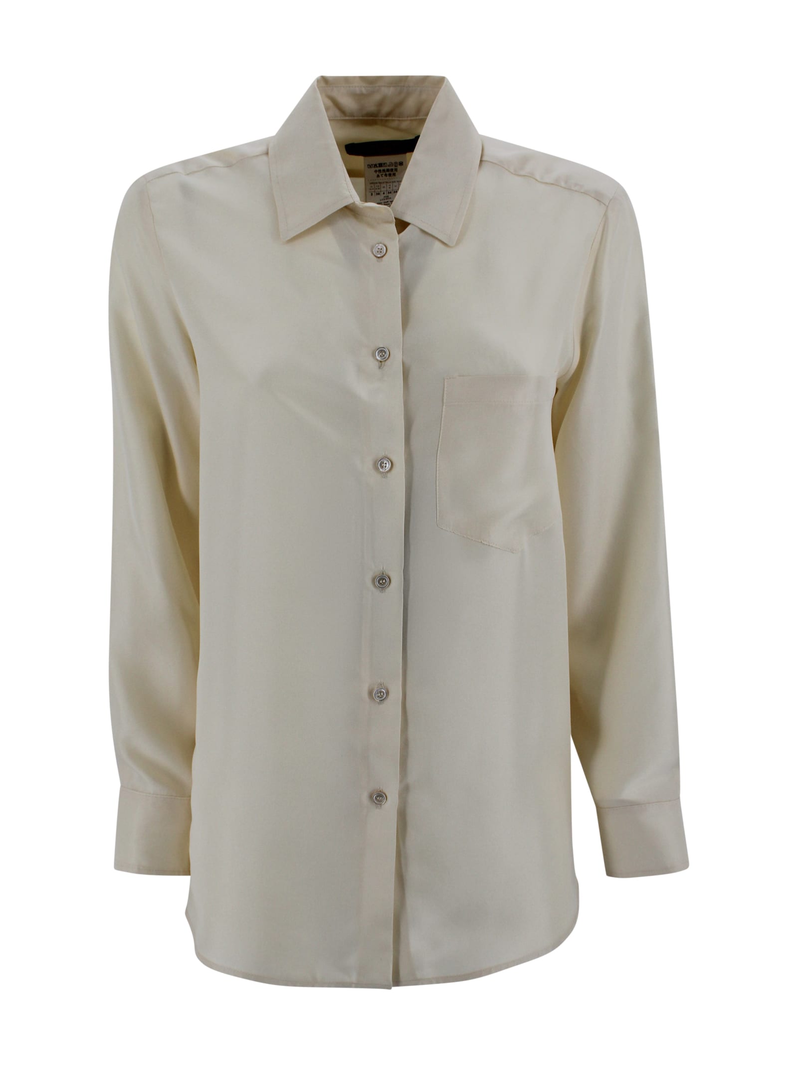 Weekend Max Mara Washed Silk Shirt-ecru In Multi