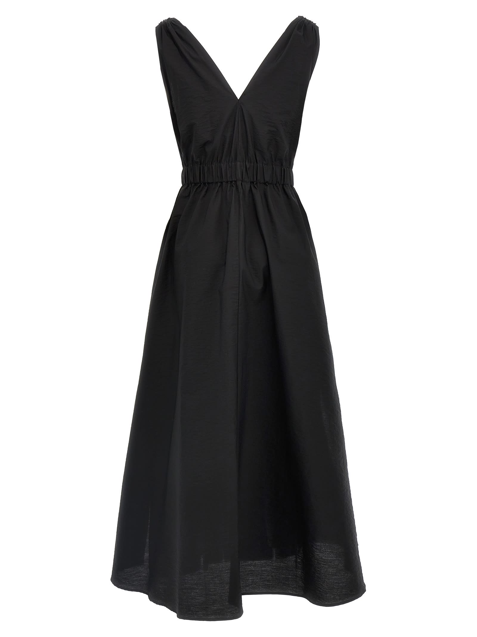 Brunello Cucinelli Women Techno Cotton Poplin Dress With Belt And Precious Shoulder Detail