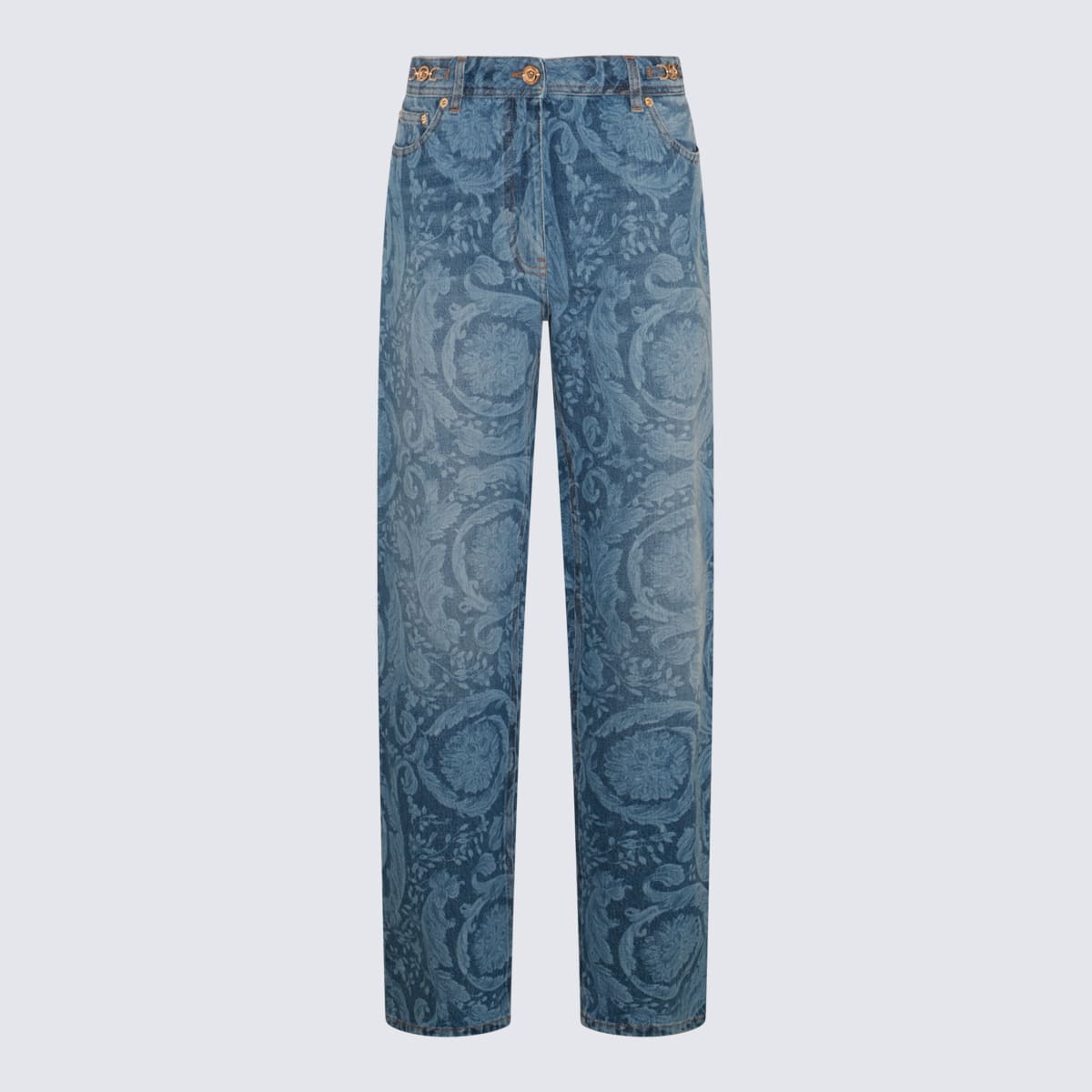 Shop Versace Medium Blue Cotton Jeans
